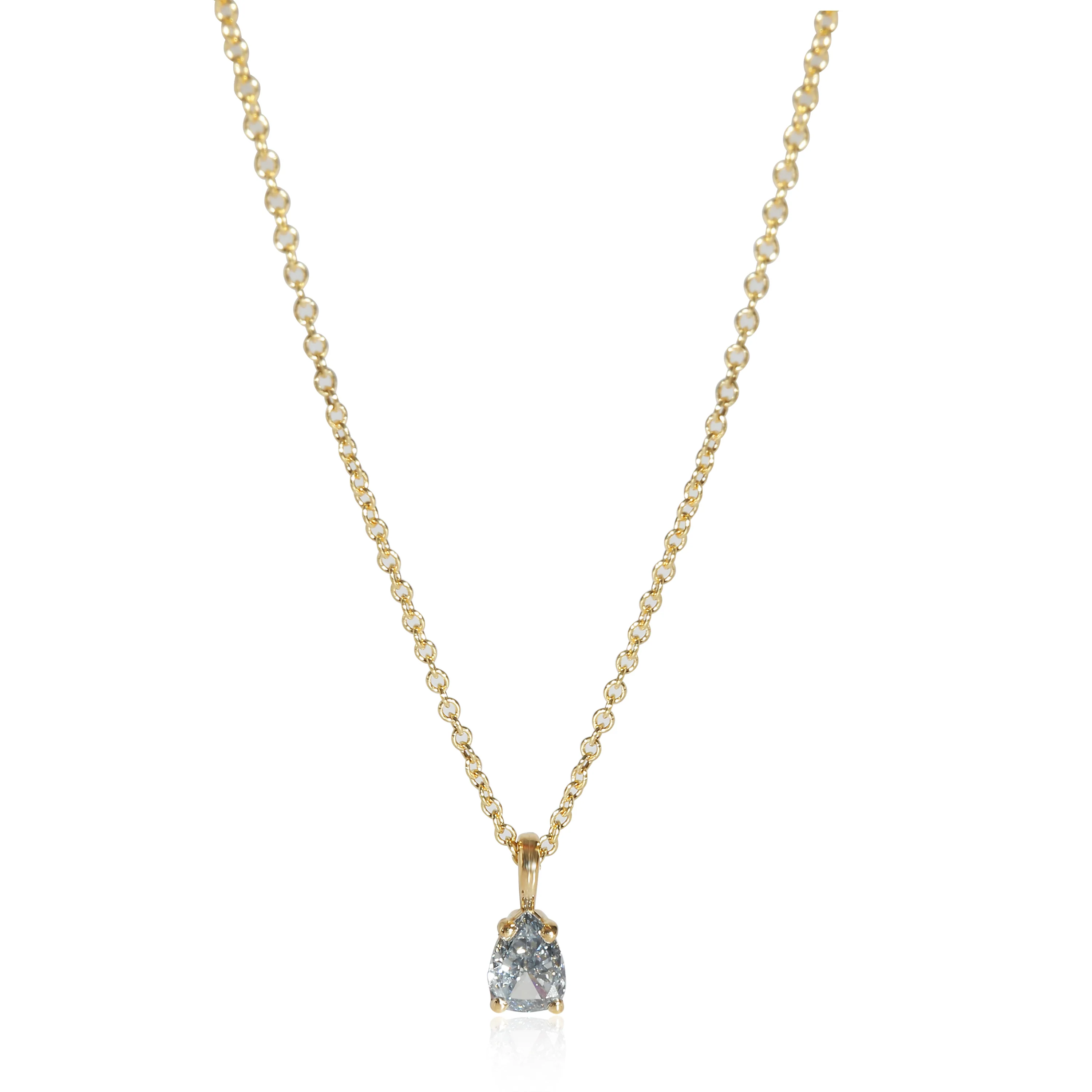 Fancy Greyish Blue Pear Shape Diamond Necklace in 14K Yellow Gold (0.50 CT SI2)