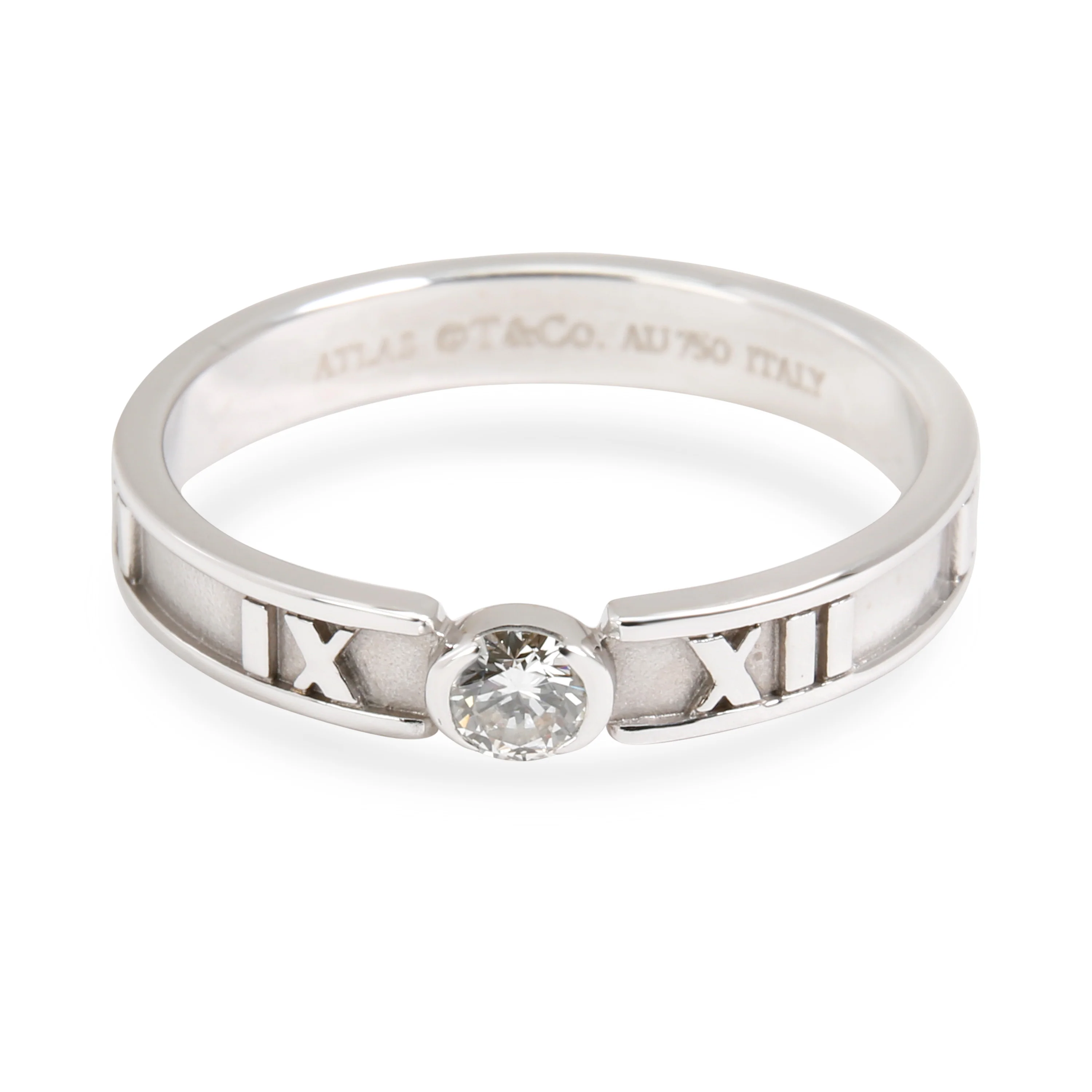 Tiffany & Co. Atlas 3.3 mm Wide Diamond Band in 18K White Gold 0.12 Ct