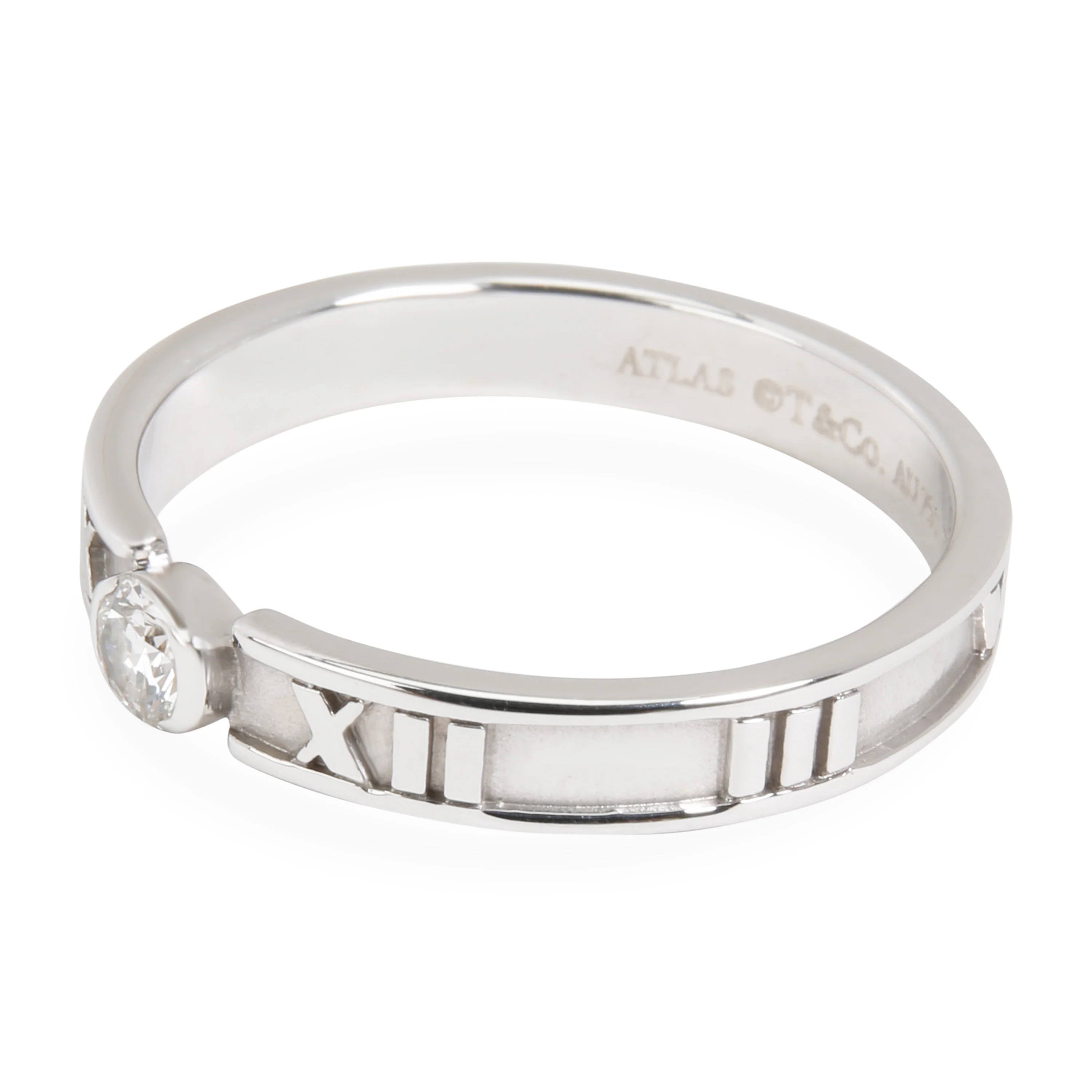 Tiffany & Co. Atlas 3.3 mm Wide Diamond Band in 18K White Gold 0.12 Ct - Image 2
