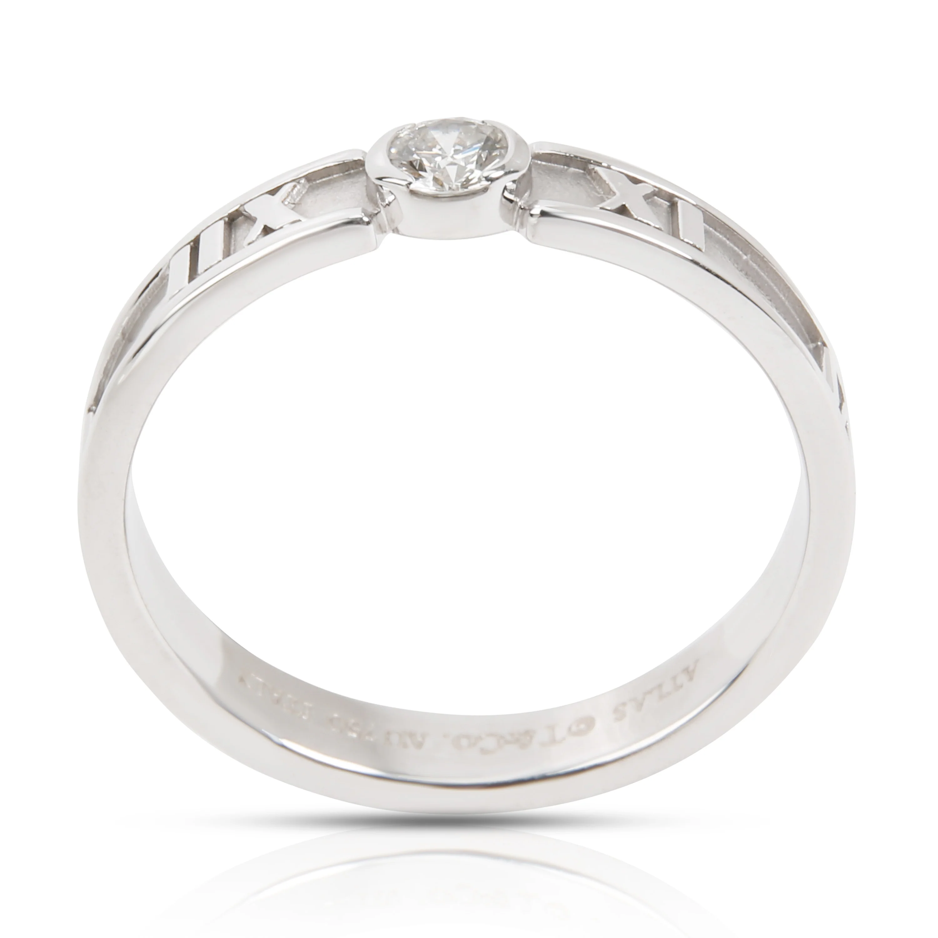 Tiffany & Co. Atlas 3.3 mm Wide Diamond Band in 18K White Gold 0.12 Ct - Image 3