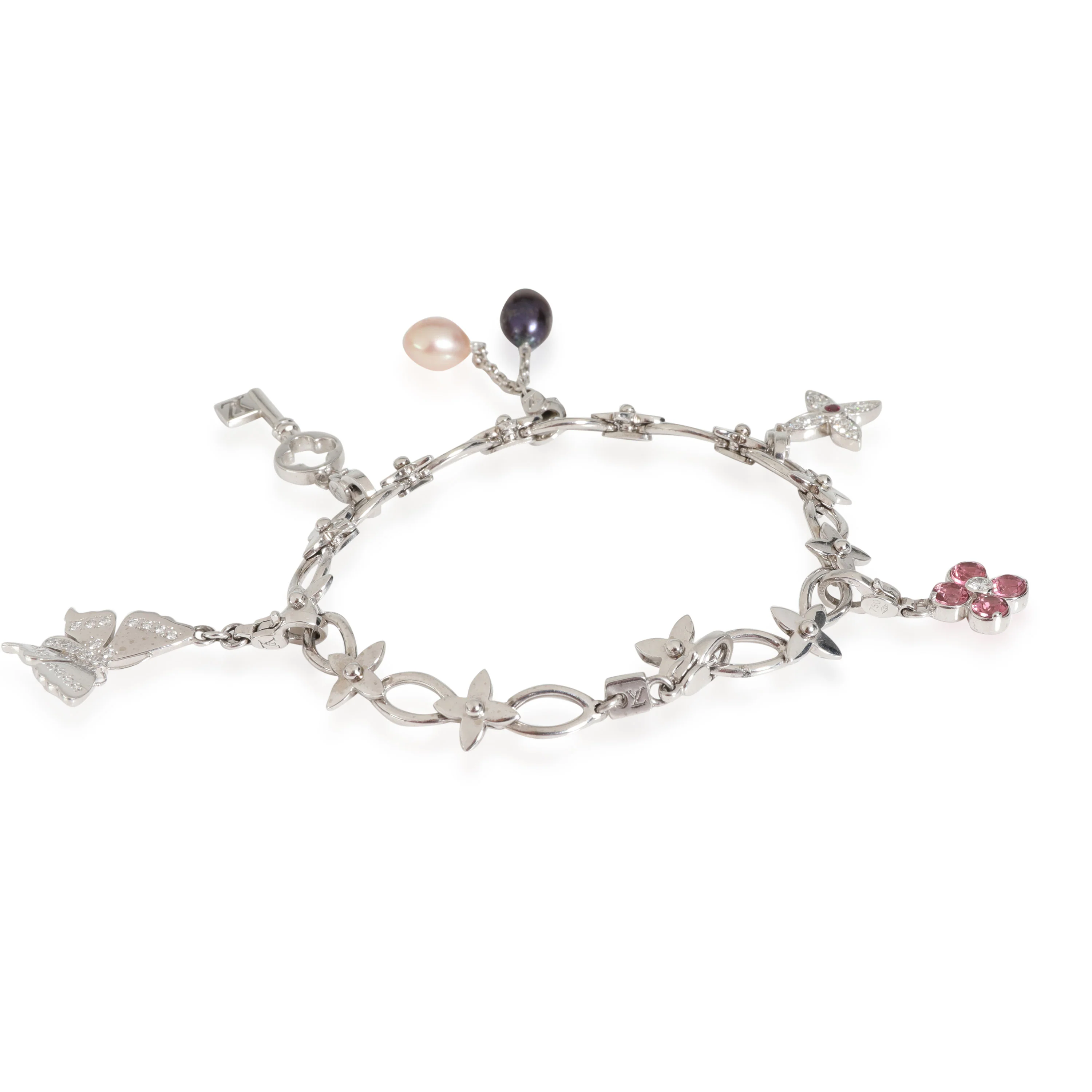 Louis Vuitton Idylle Blossom, Butterfly, Key Charm Bracelet in 18K White Gold - Image 2