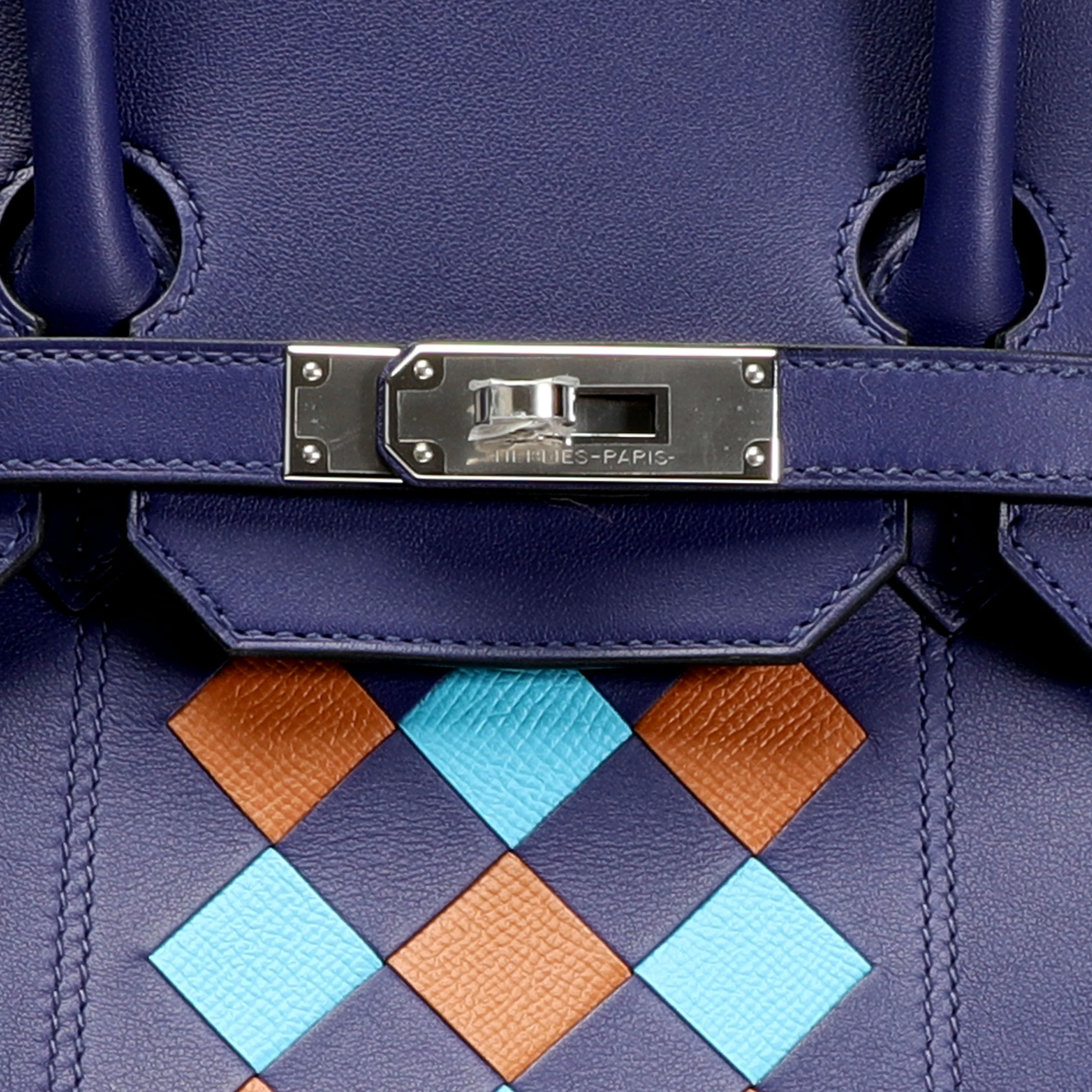 Hermès Limited Edition Bleu Encre Swift & Epsom Tressage Birkin 35 with PHW - Image 5