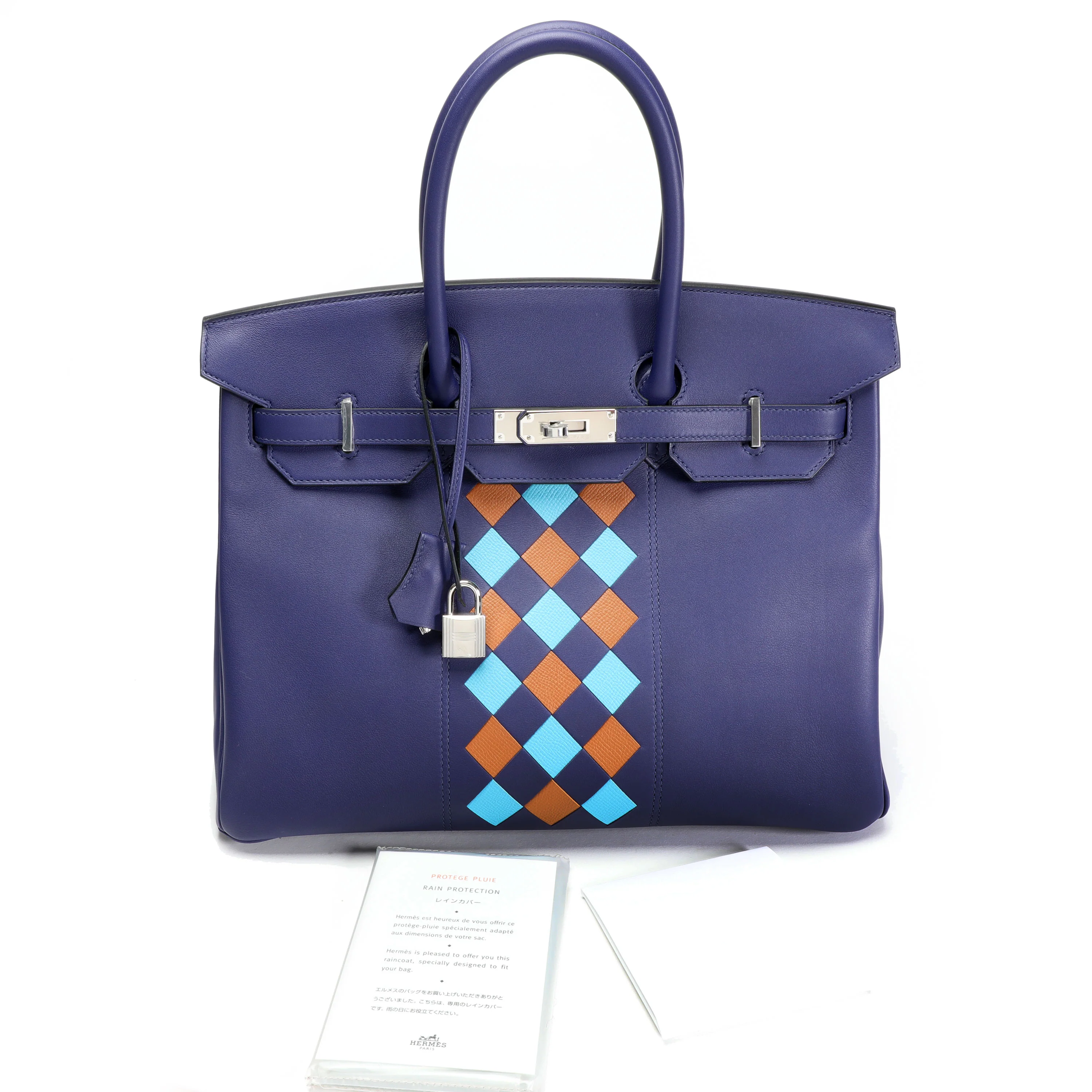 Hermès Limited Edition Bleu Encre Swift & Epsom Tressage Birkin 35 with PHW - Image 6