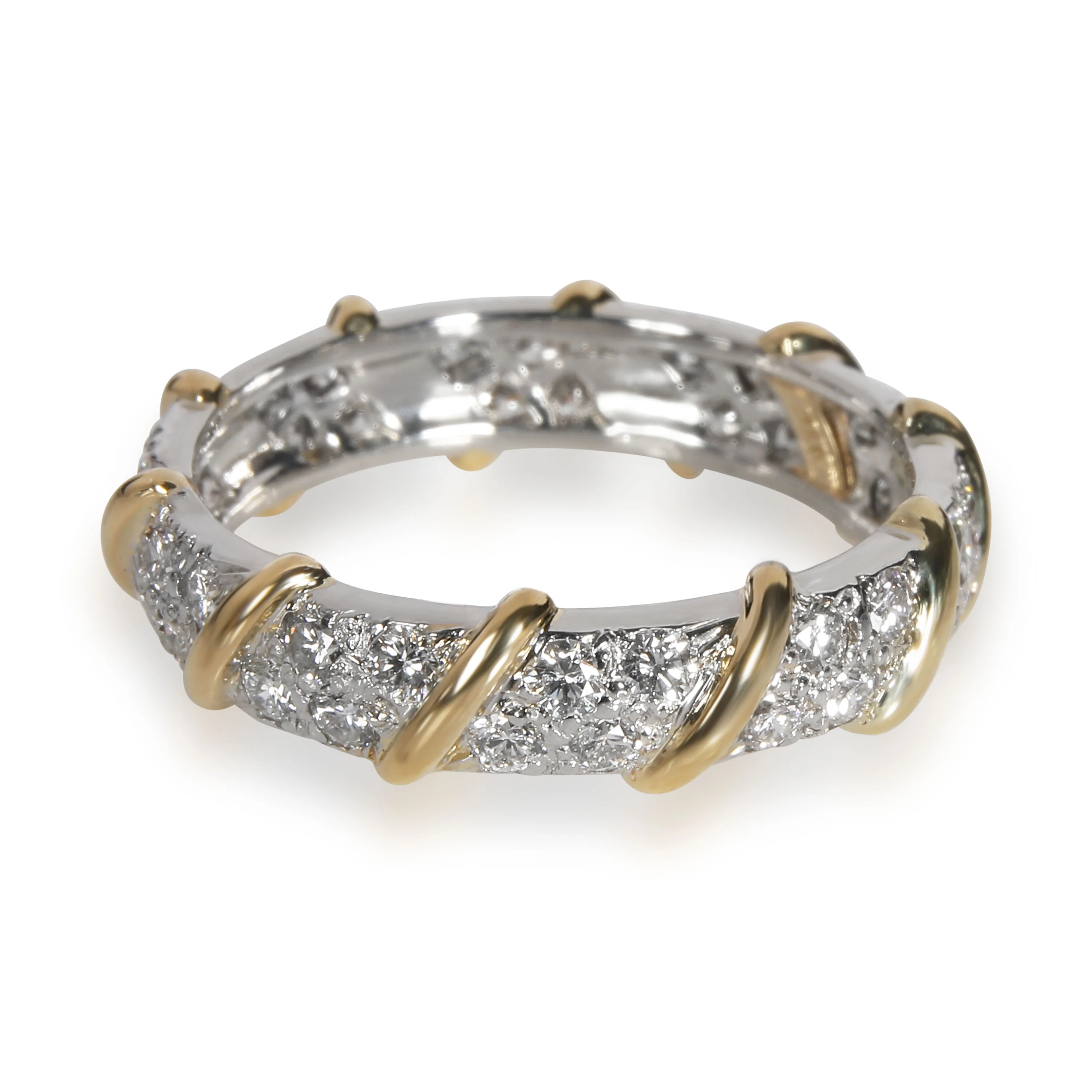 Tiffany & Co. Two Row Diamond Band in 18K Yellow Gold/Platinum 1.20 CTW