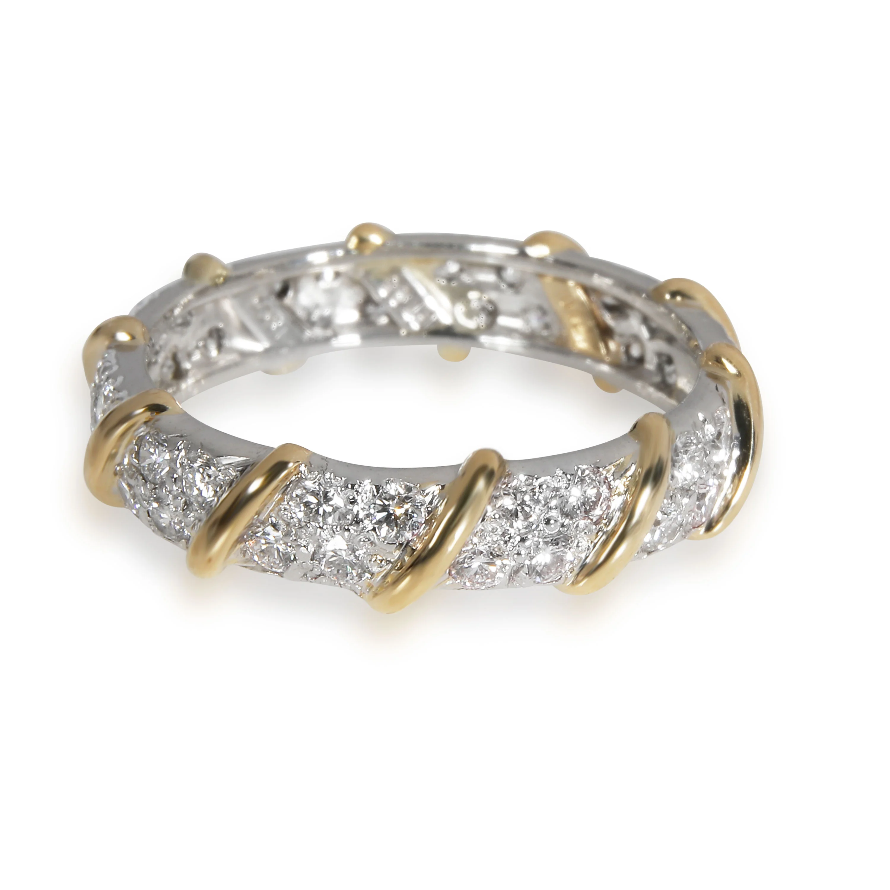 Tiffany & Co. Two Row Diamond Band in 18K Yellow Gold/Platinum 1.20 CTW - Image 3