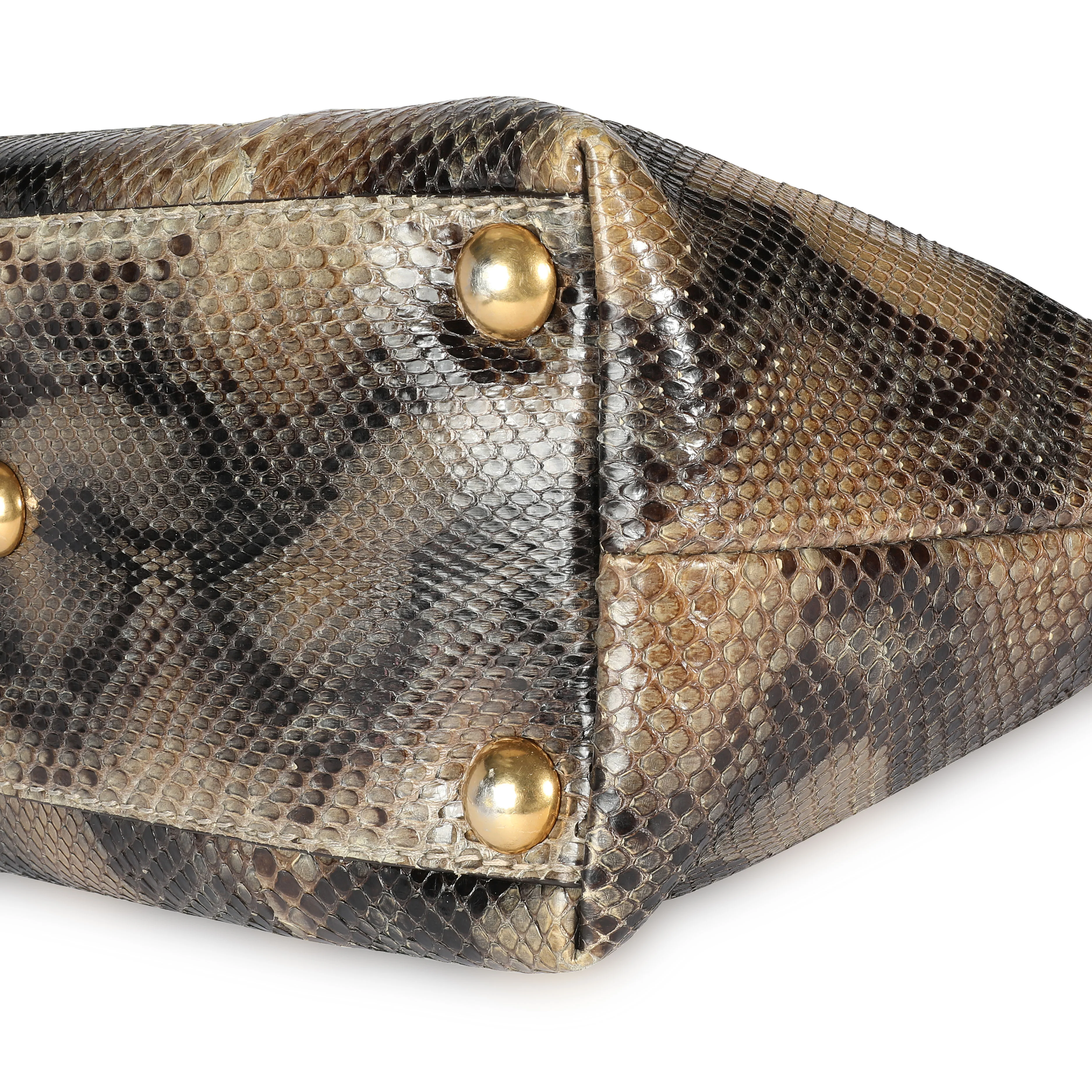 Gucci Brown Studded Python Babouska Tote - Image 6