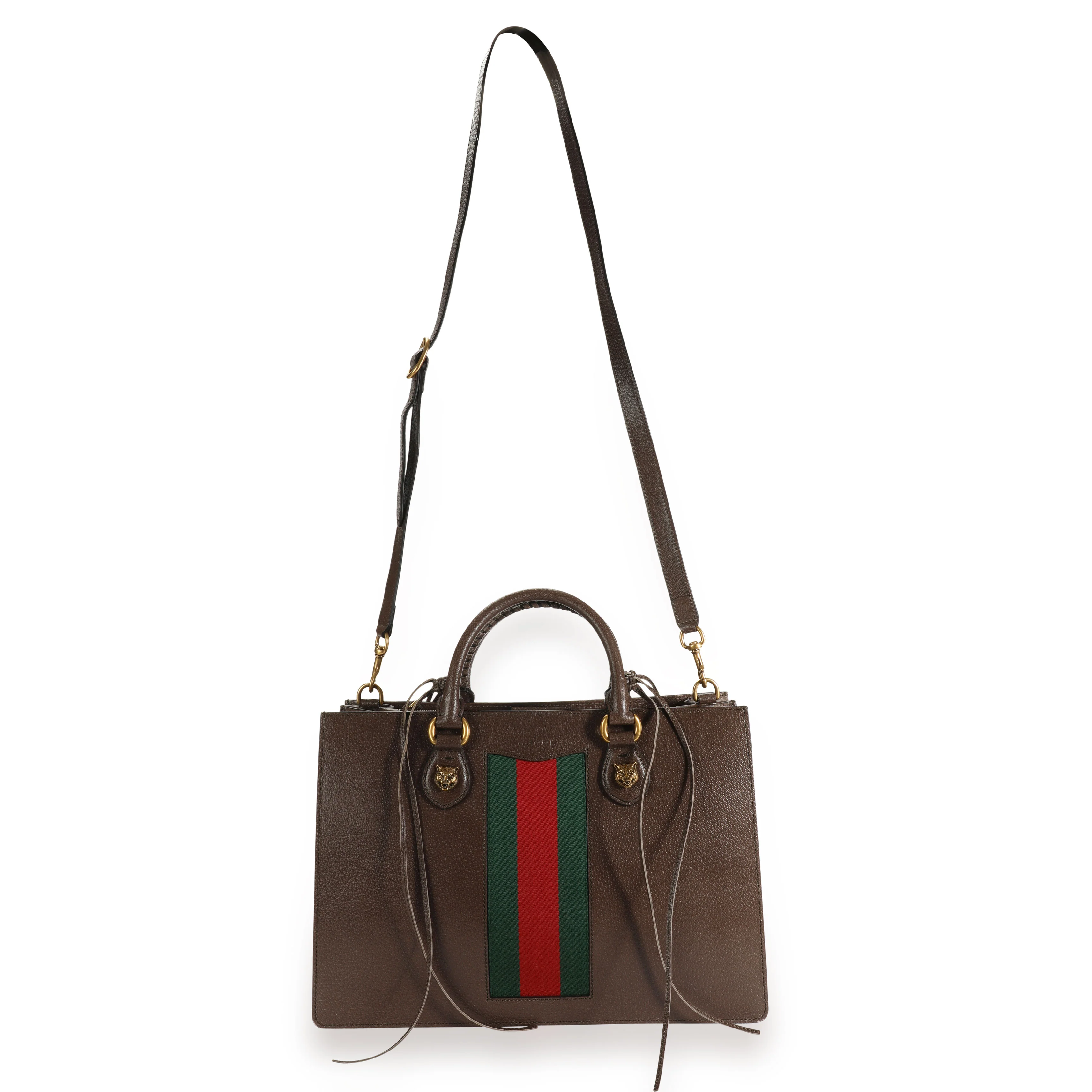 Gucci Brown Leather & Web Large Animalier Tote - Image 4
