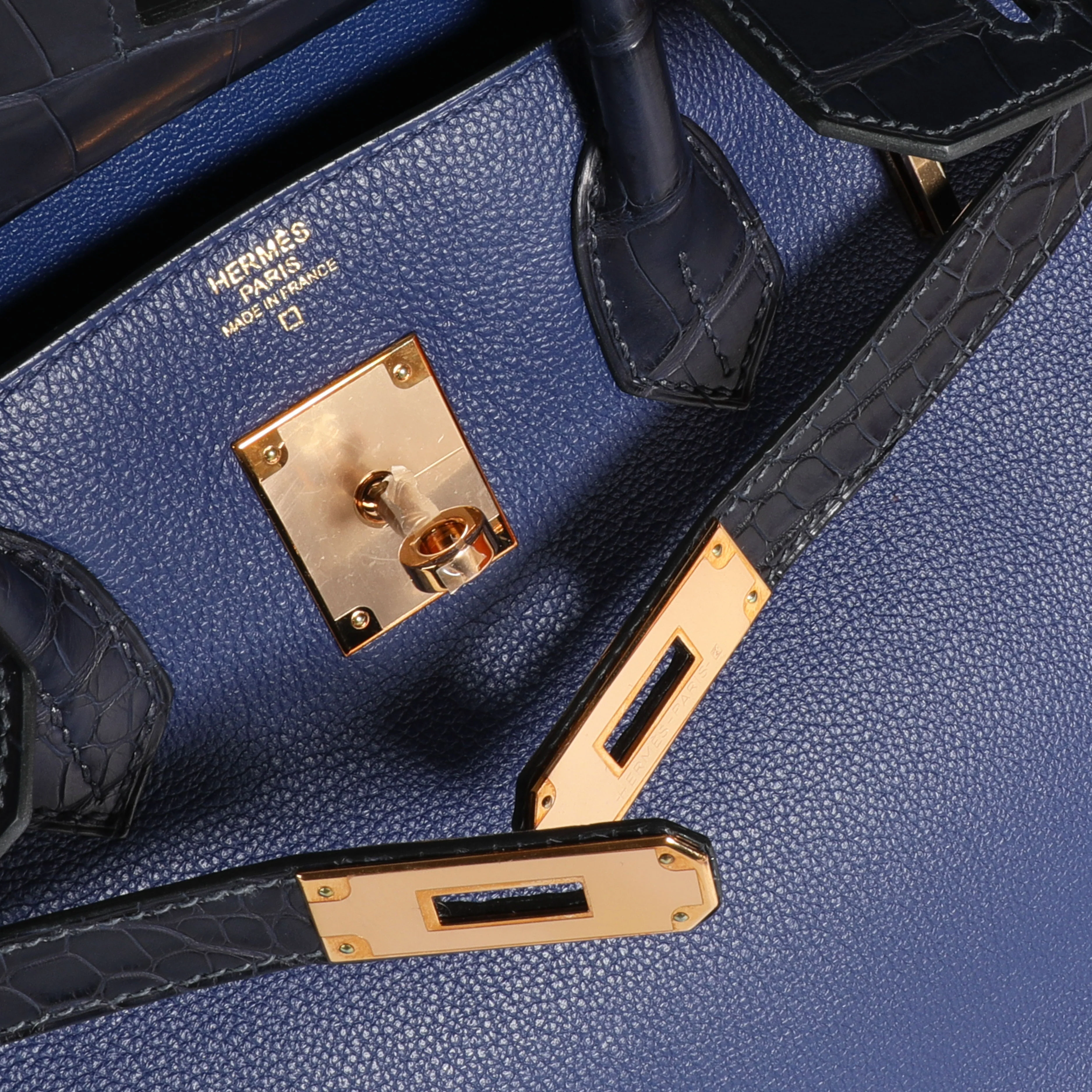 Hermès Bleu Marine Matte Alligator & Bleu Saphir Novillo Touch Birkin 30 RGHW - Image 7
