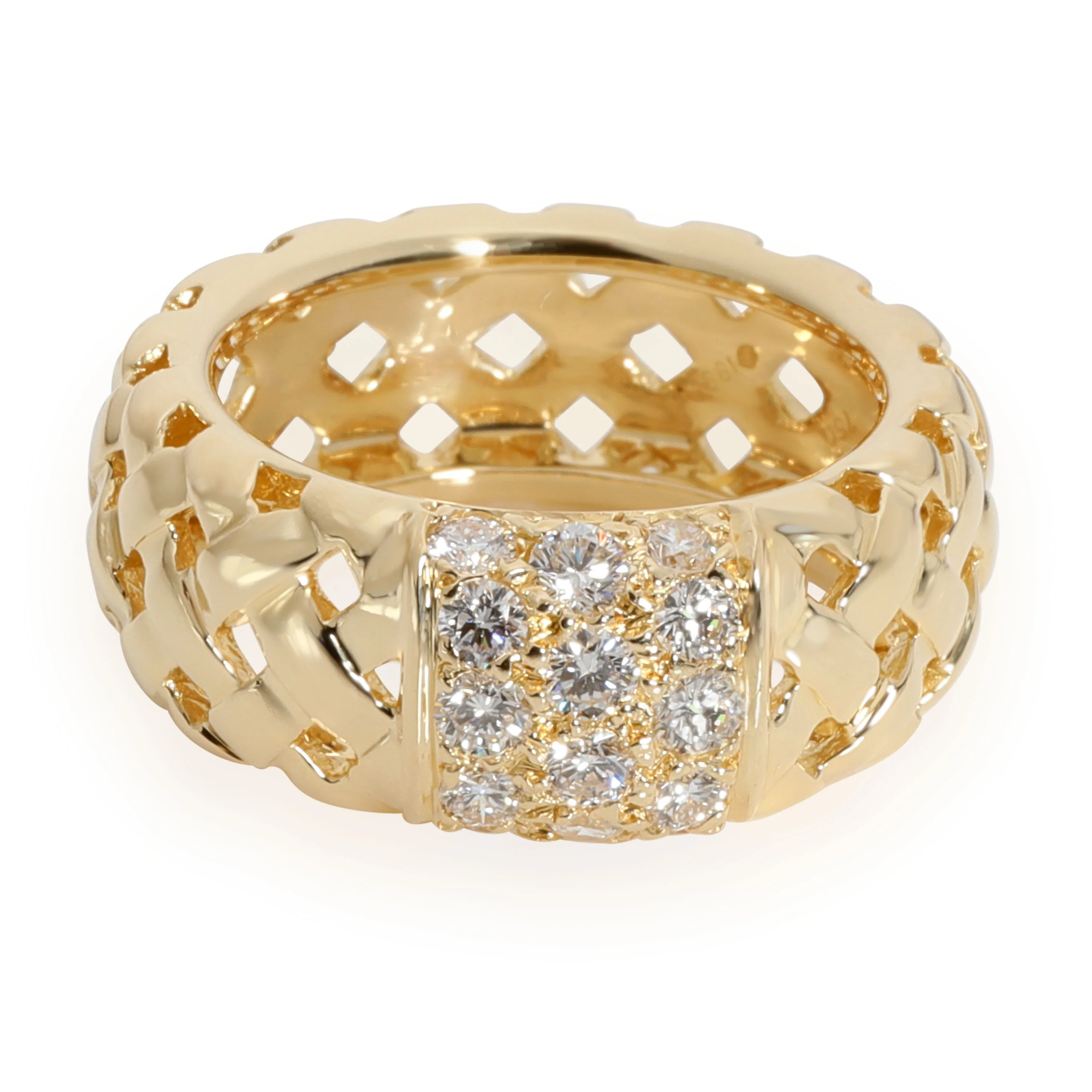 Vannerie Basket Weave Diamond Ring in 18K Yellow Gold 3/4 Ctw