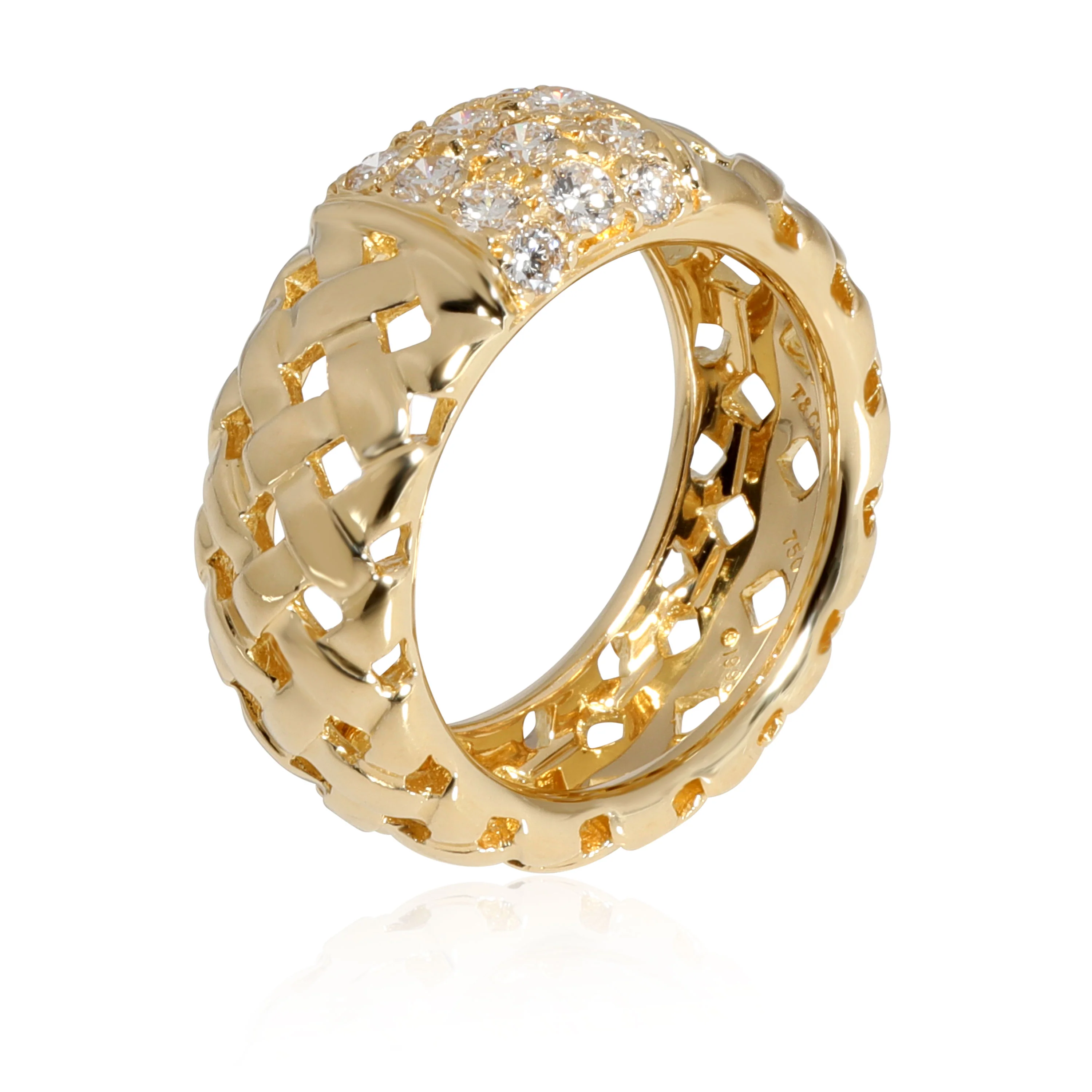 Vannerie Basket Weave Diamond Ring in 18K Yellow Gold 3/4 Ctw - Image 3