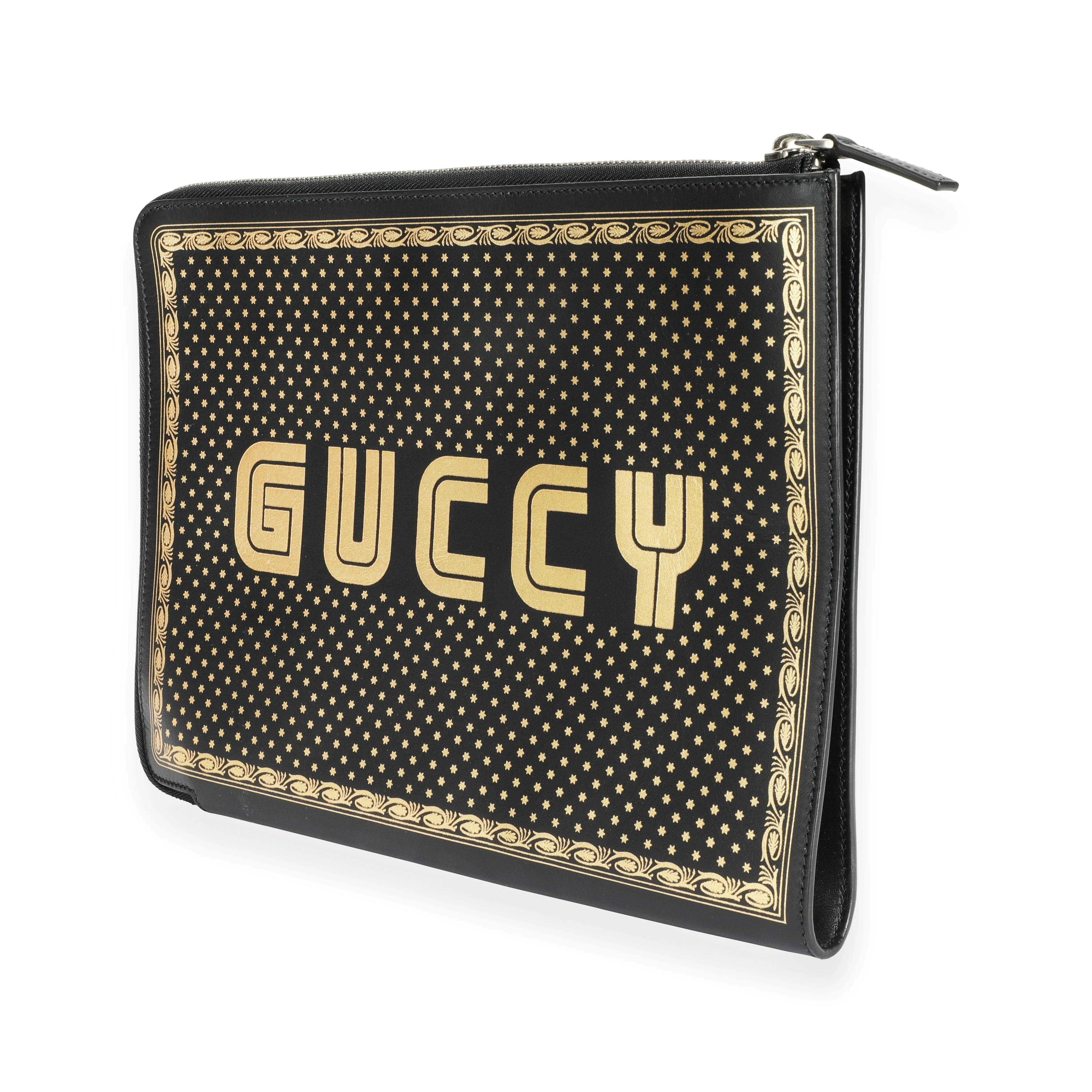 Black & Gold Magnetismo Print Leather Pouch - Image 2