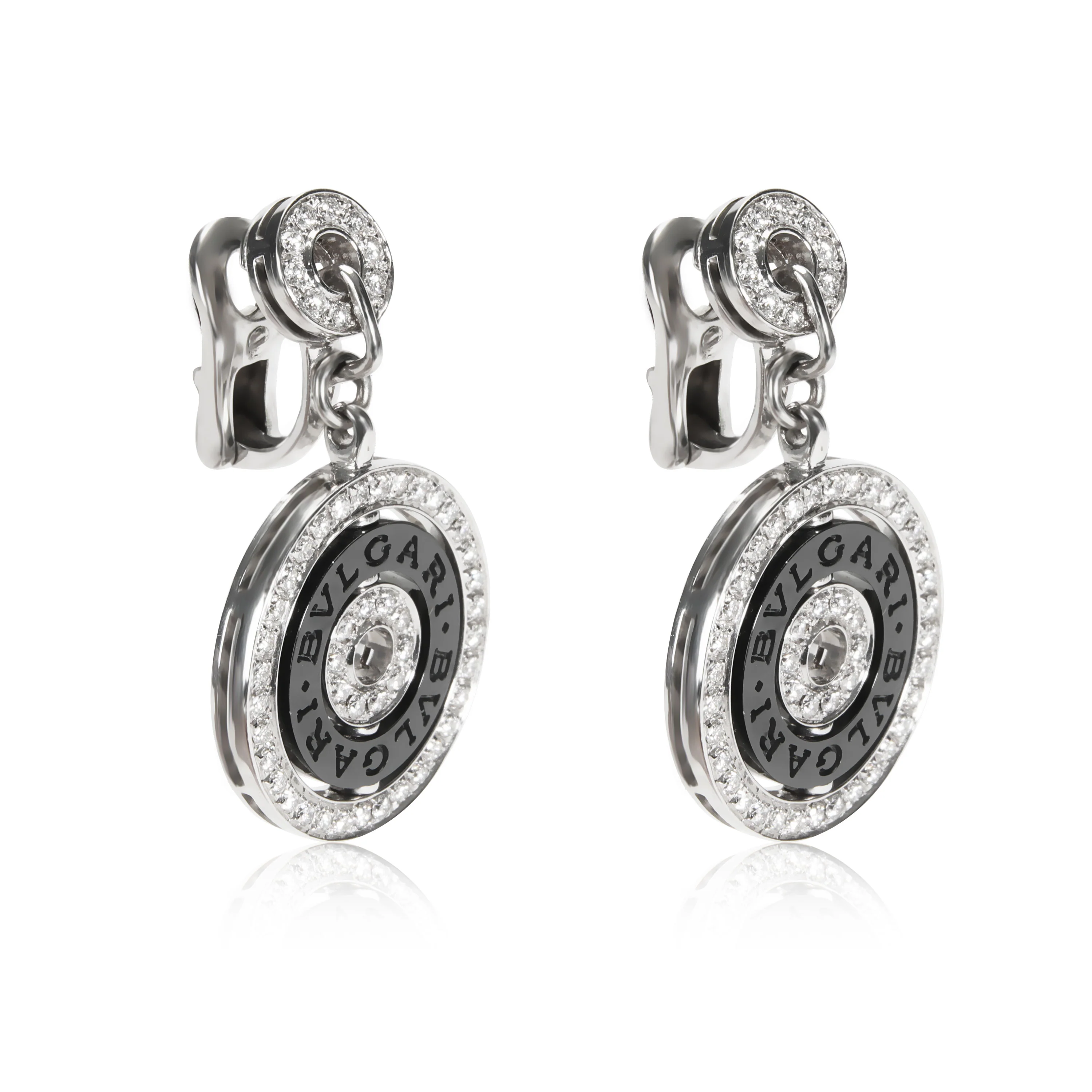 BVLGARI Astrale Diamond & Ceramic Earring in 18K White Gold 2.16 CTW (Clip On) - Image 2