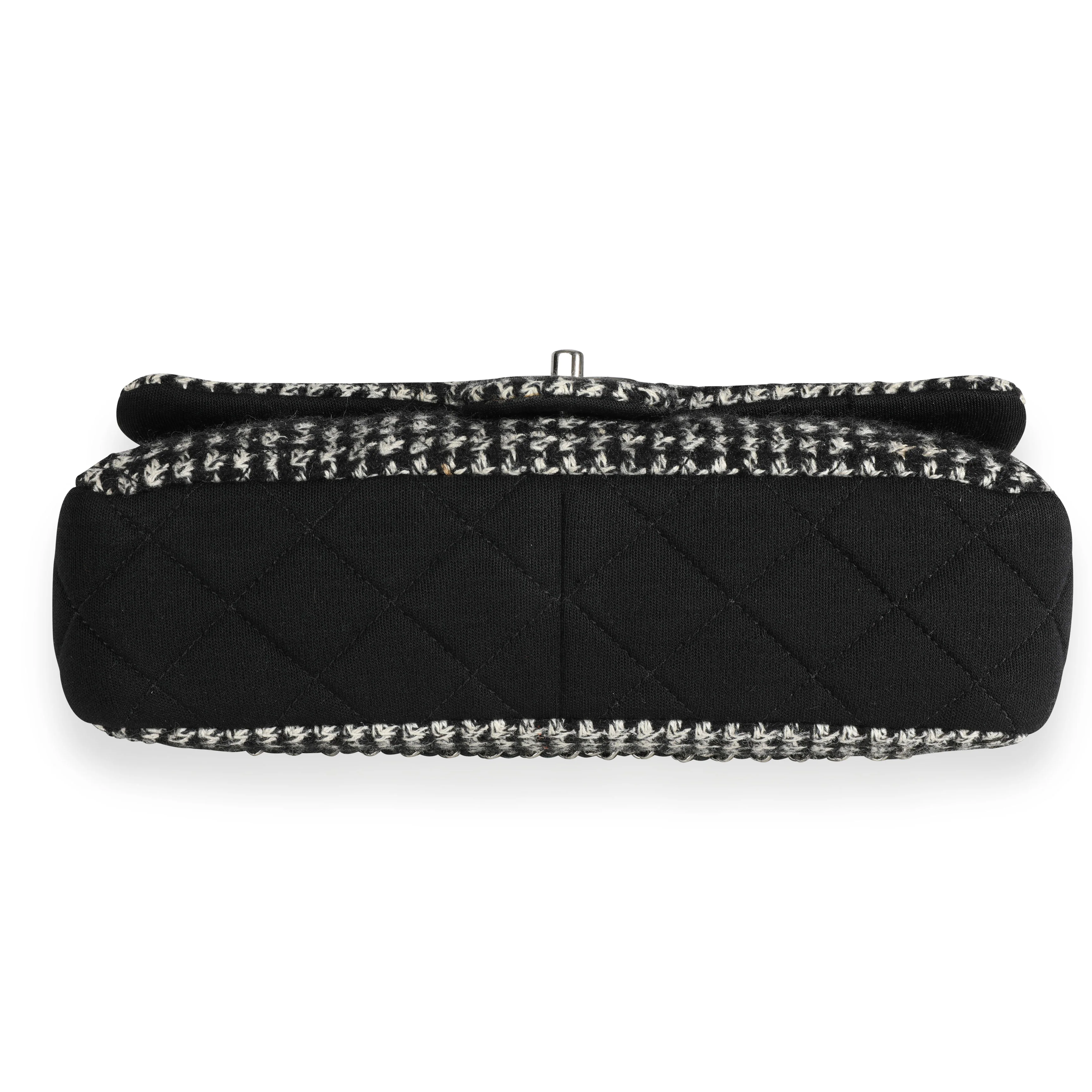 Chanel Black & White Jersey and Houndstooth Boucle Single Flap Bag - Image 5