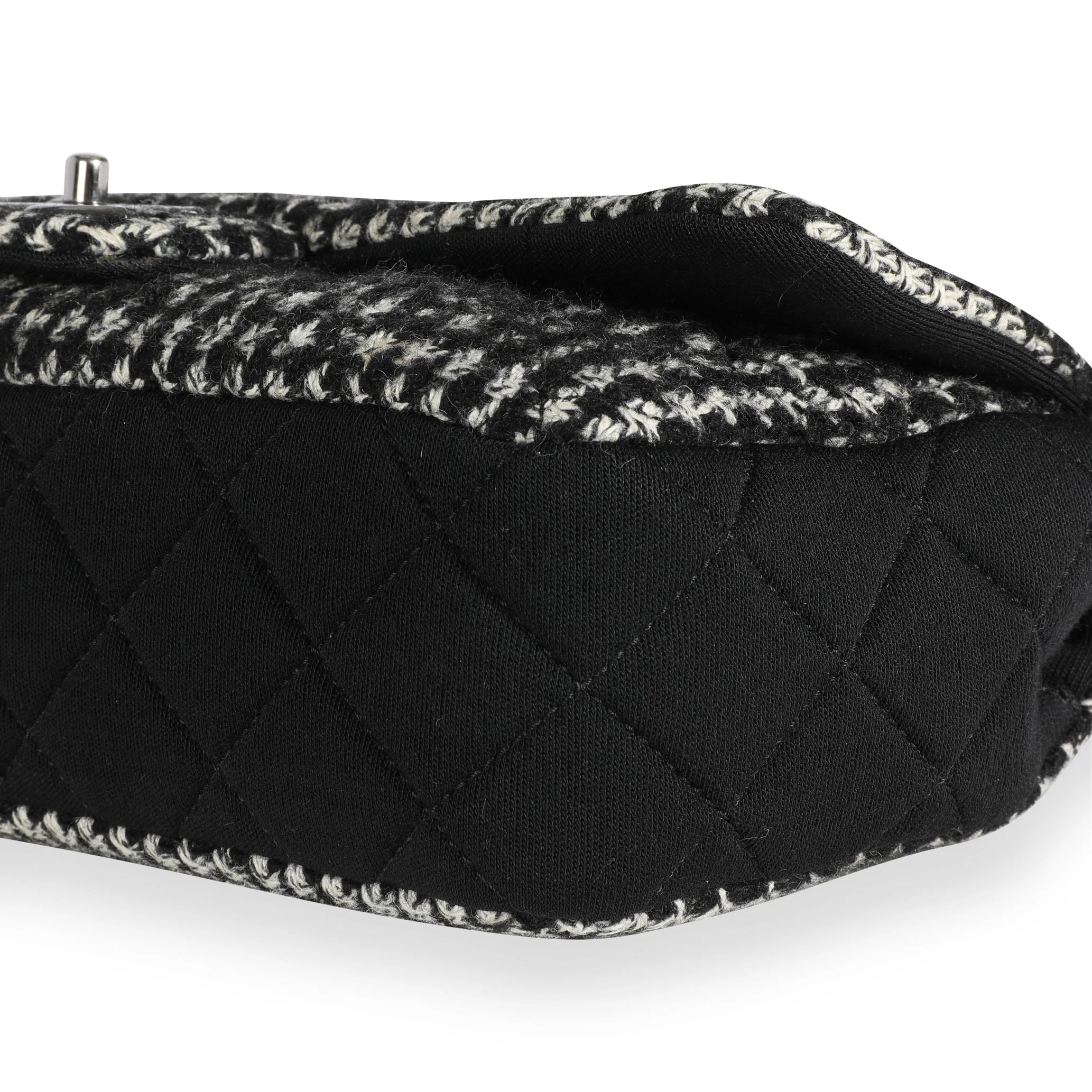 Chanel Black & White Jersey and Houndstooth Boucle Single Flap Bag - Image 6