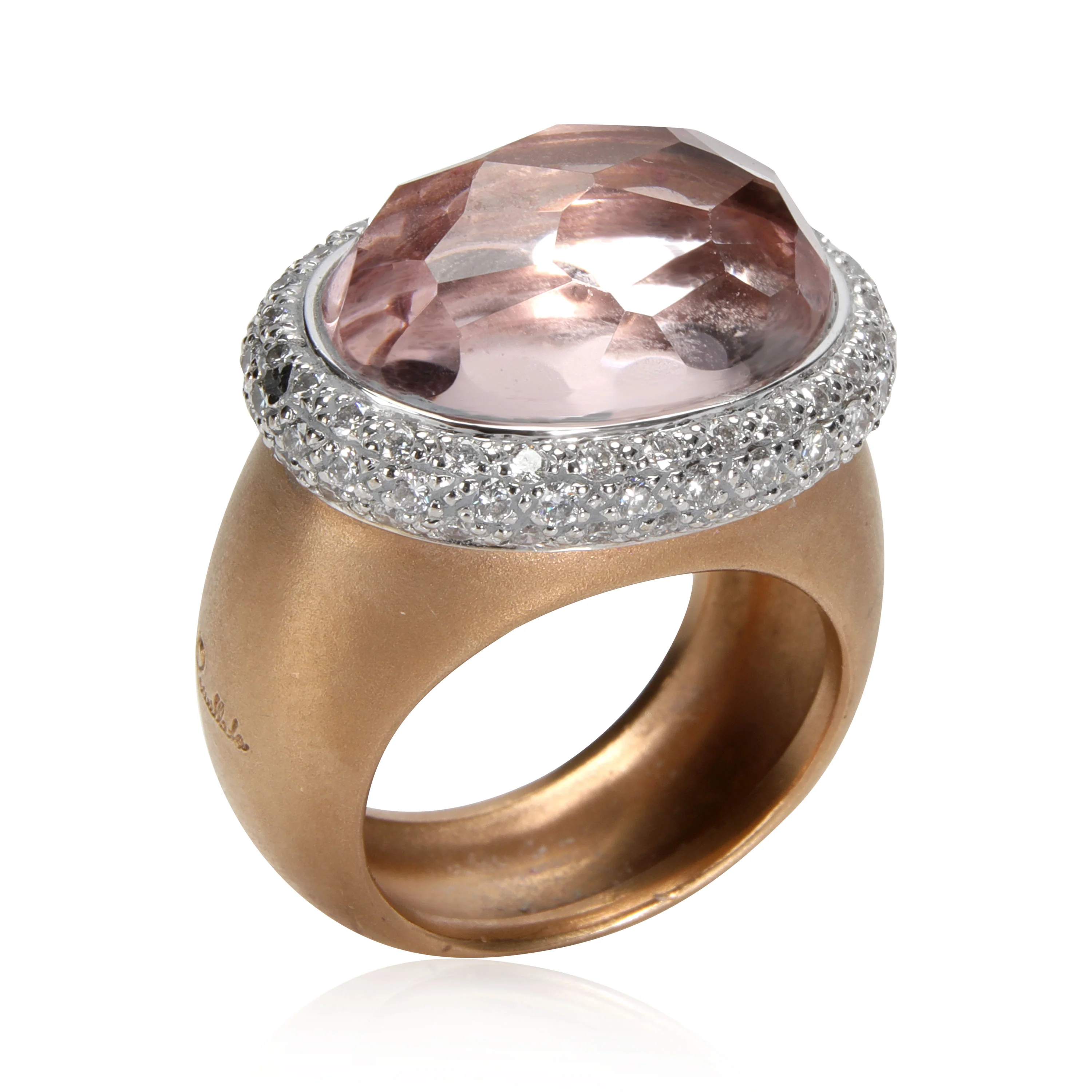 Pomellato Iceberg Morganite &  Diamond Ring, 18K Matte Yellow Gold 1.18 Ctw - Image 2