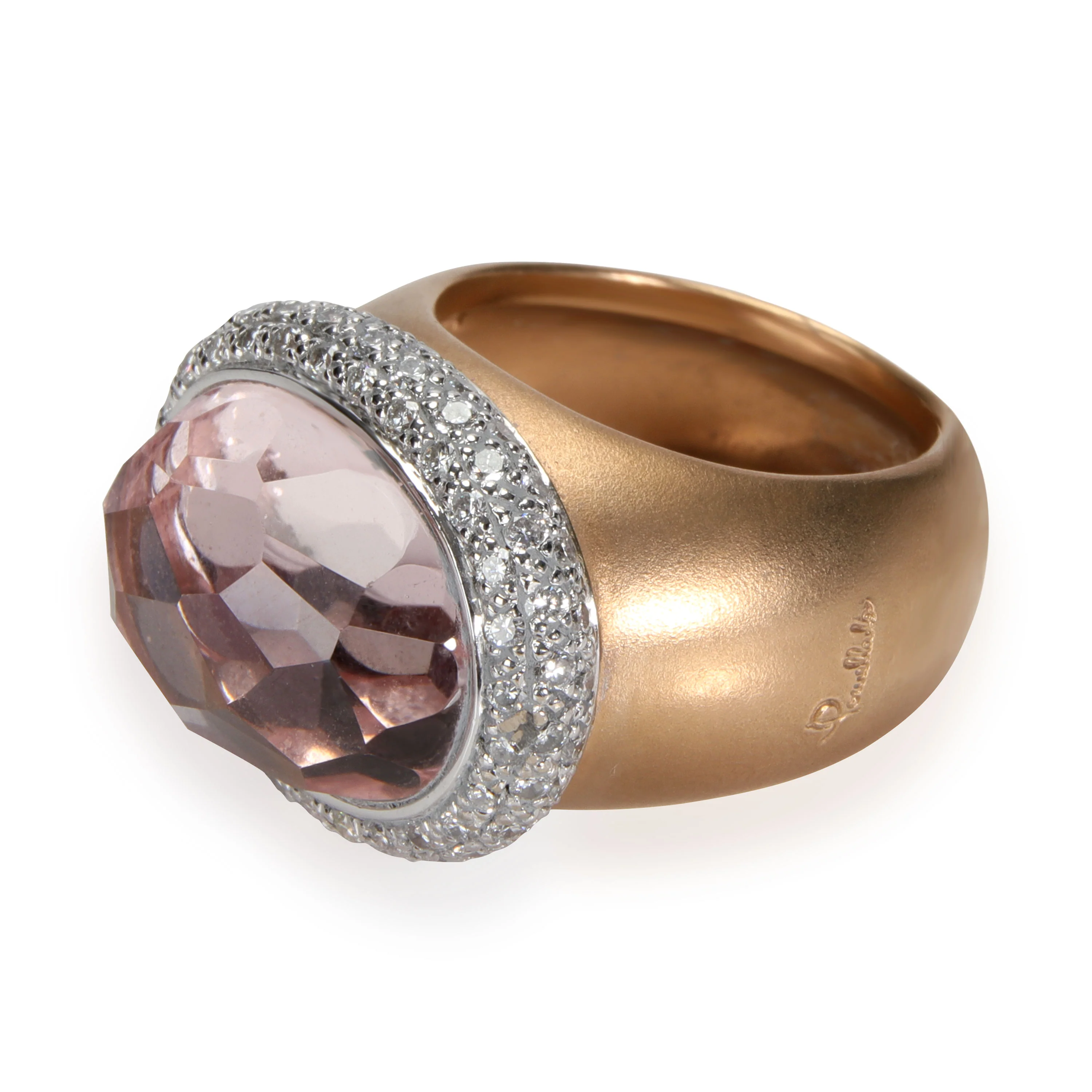 Pomellato Iceberg Morganite &  Diamond Ring, 18K Matte Yellow Gold 1.18 Ctw - Image 3