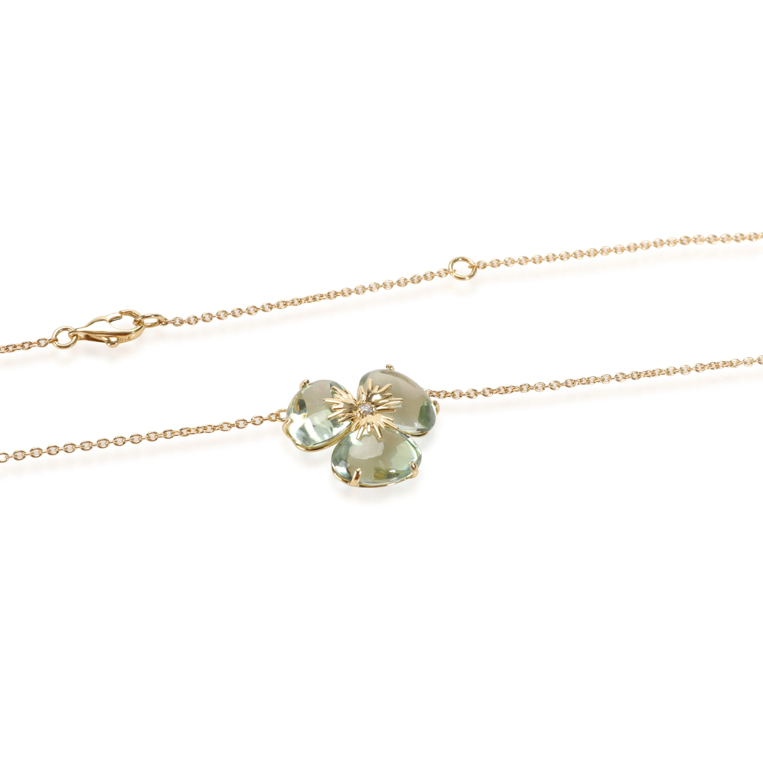 Vianna Brasil Prasiolite Diamond Flower Necklace in 18K Yellow Gold - Image 3