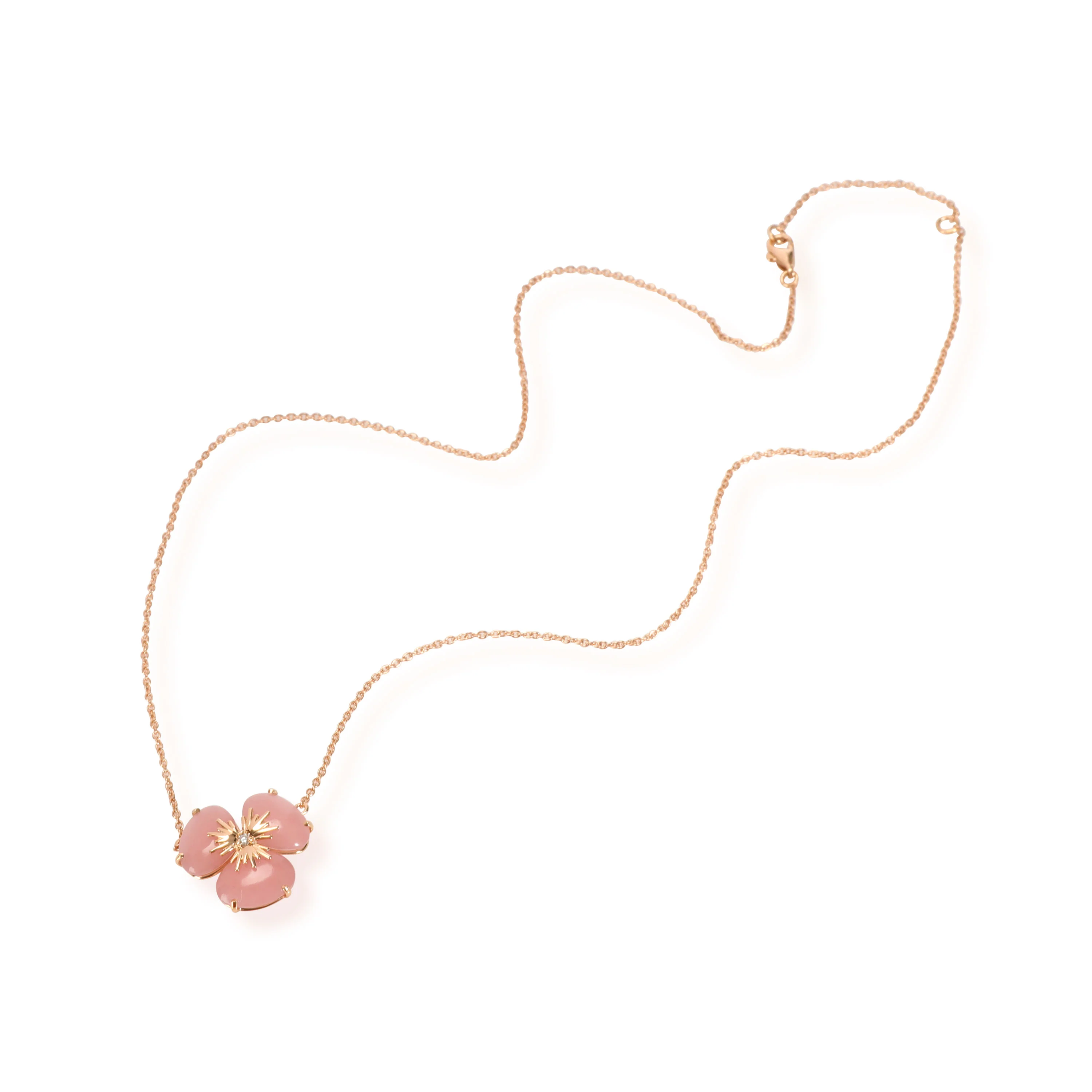 Malva Quartz Diamond Flower Necklace in 18K Rose Gold 0.02 CTW - Image 2