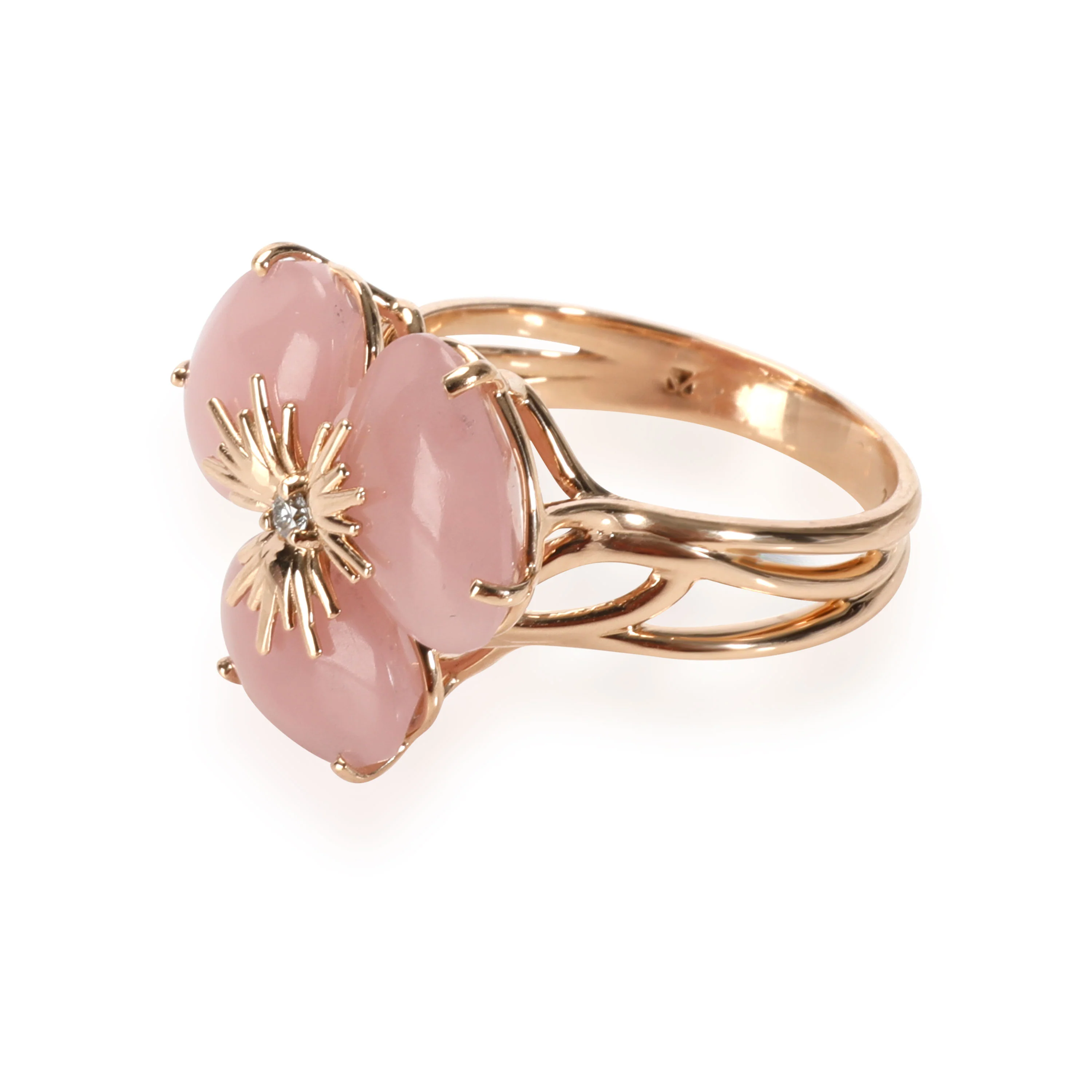 Vianna Brasil Malva Quartz  Diamond Flower Ring in 18K Rose Gold 0.02 CTW - Image 2