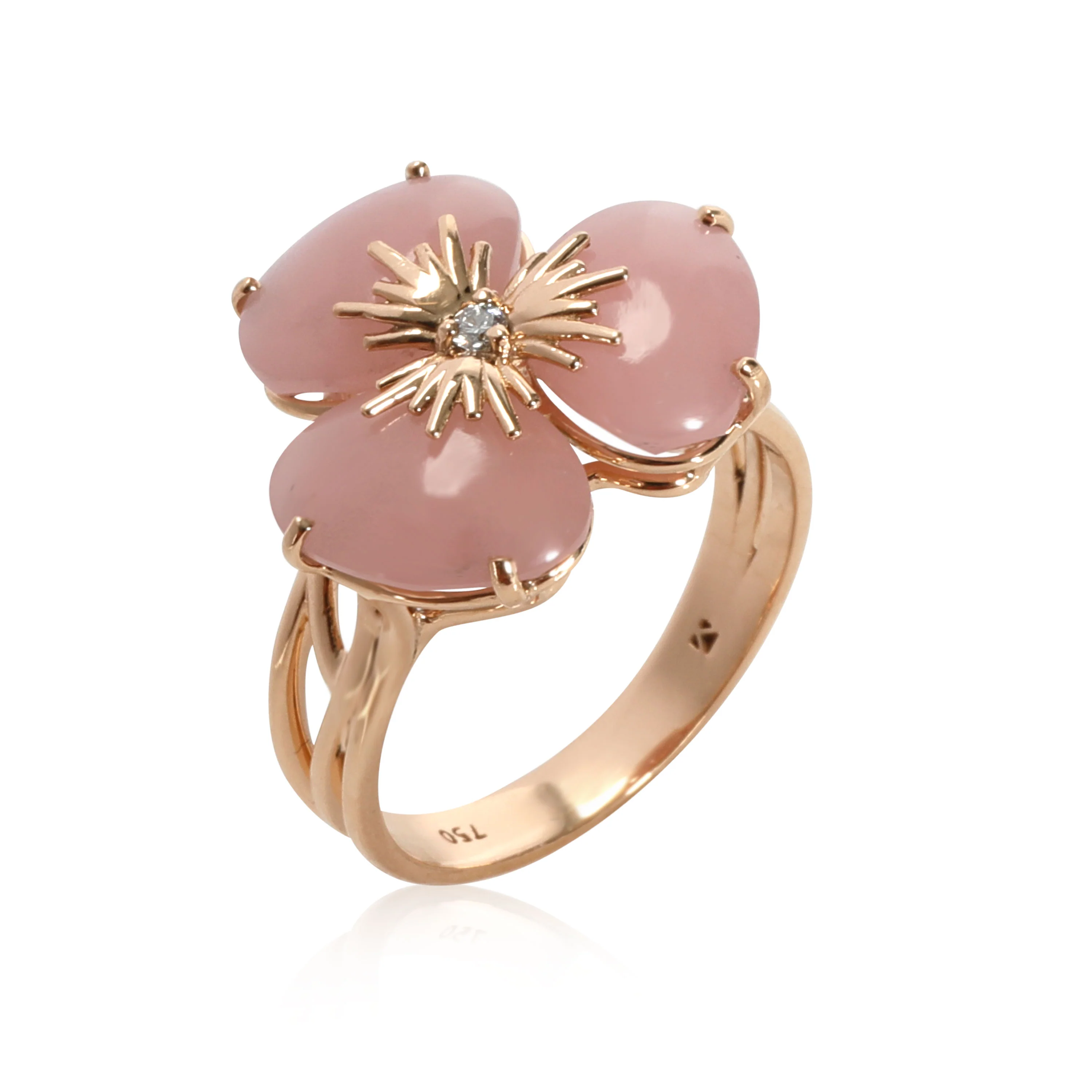 Vianna Brasil Malva Quartz  Diamond Flower Ring in 18K Rose Gold 0.02 CTW - Image 3