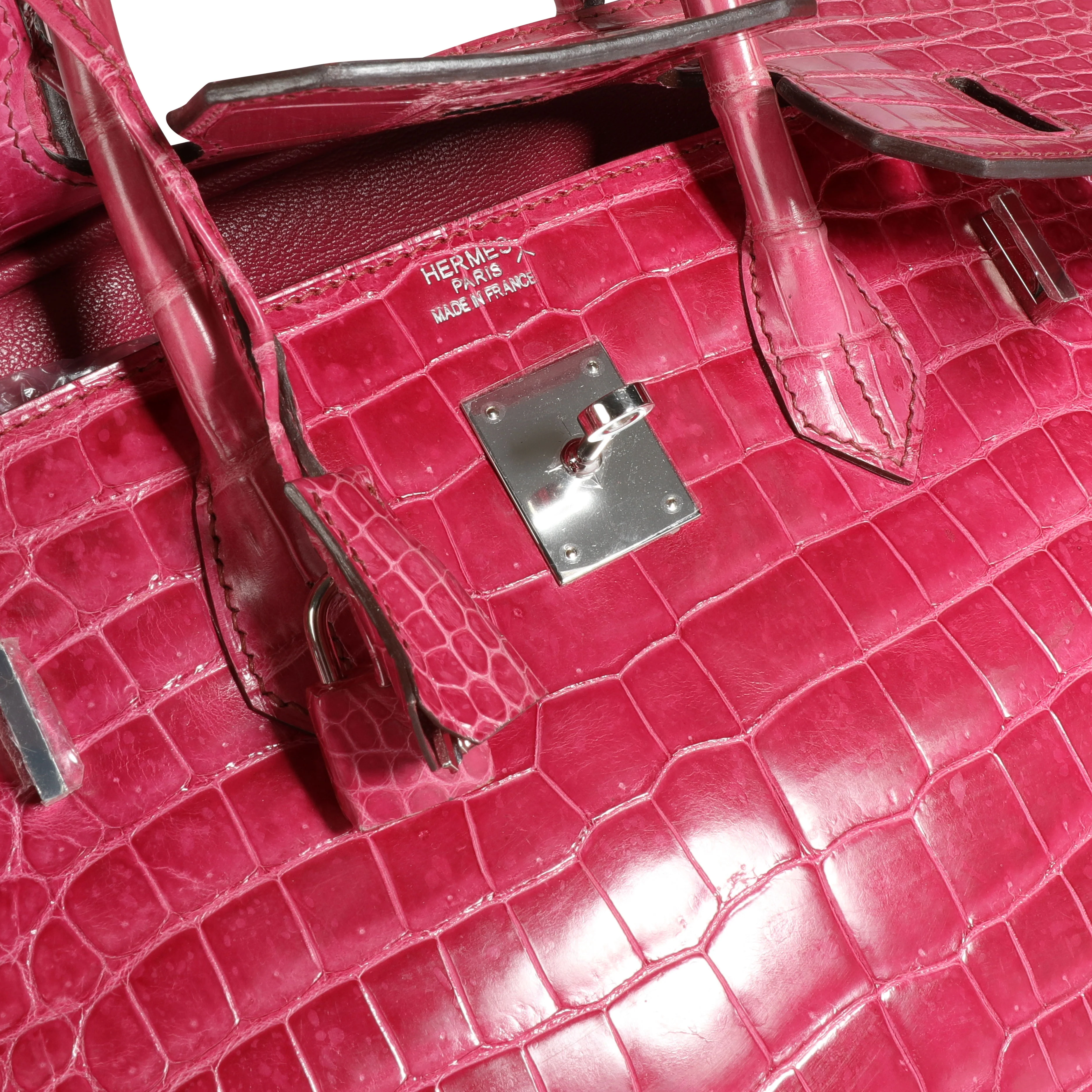 Rose Scheherazade Shiny Porosus Crocodile Birkin 35 PHW - Image 8