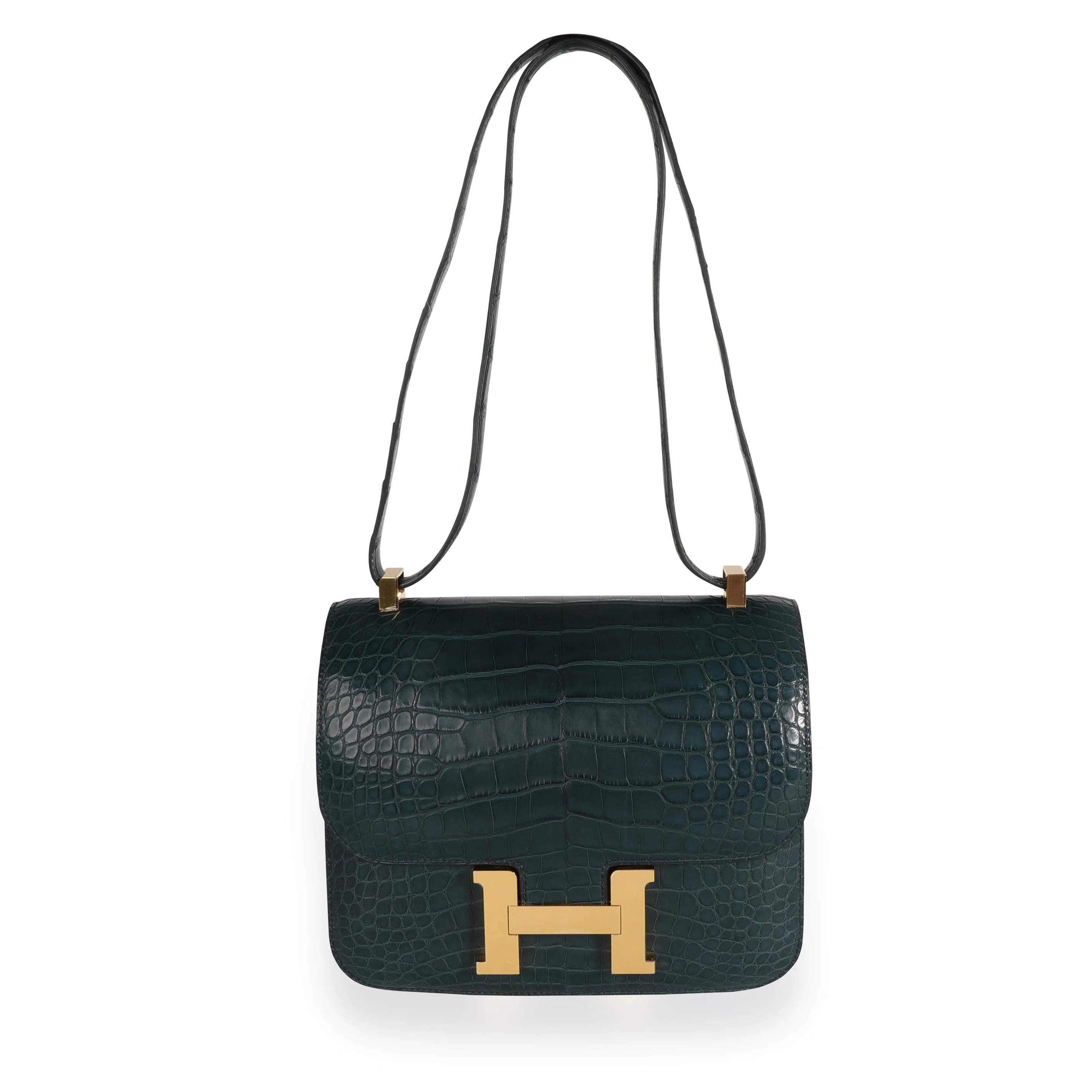 NIB Hermès Vert Rousseau Matte Alligator Constance 24 GHW