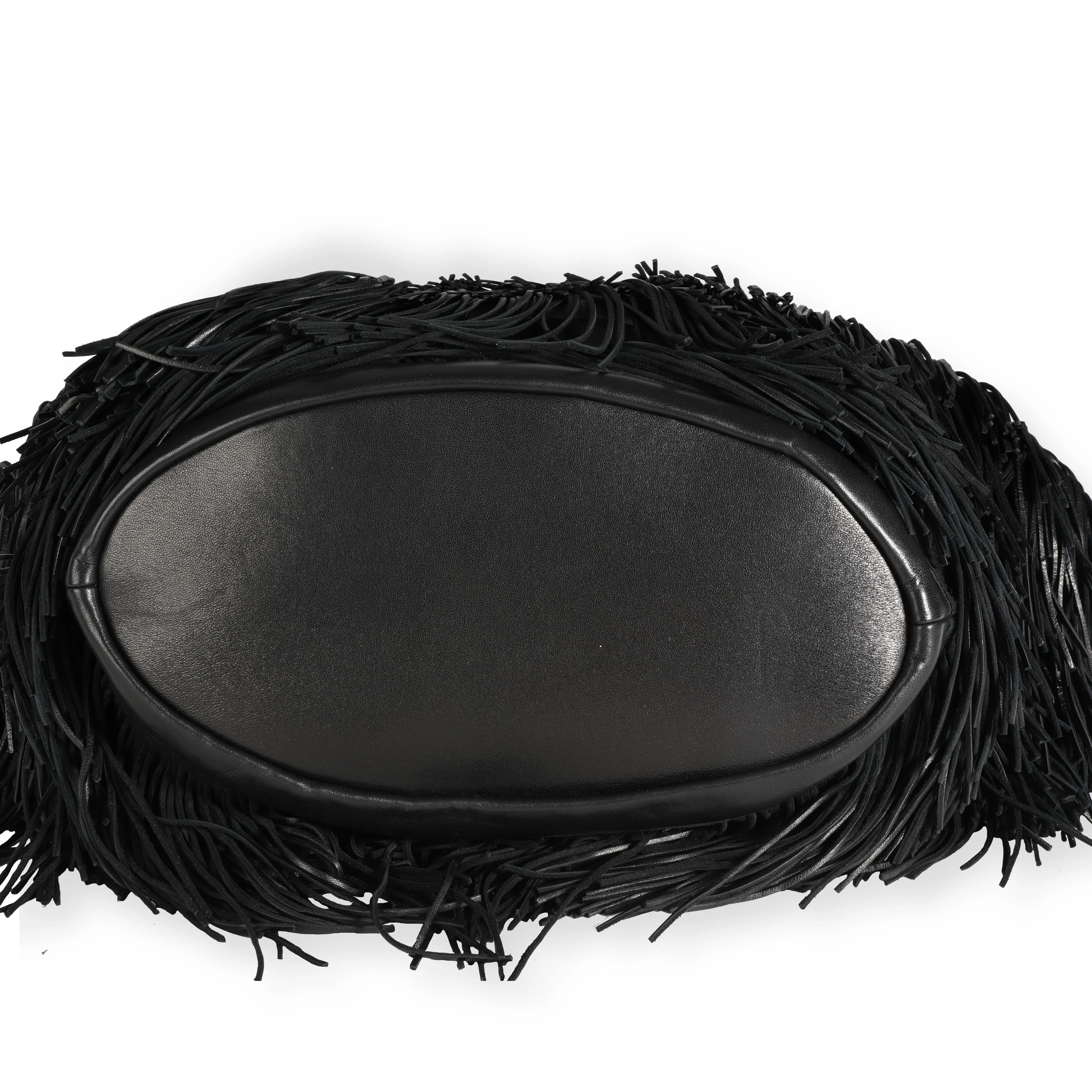 Saint Laurent Black Panier Fringed Leather Tote - Image 4