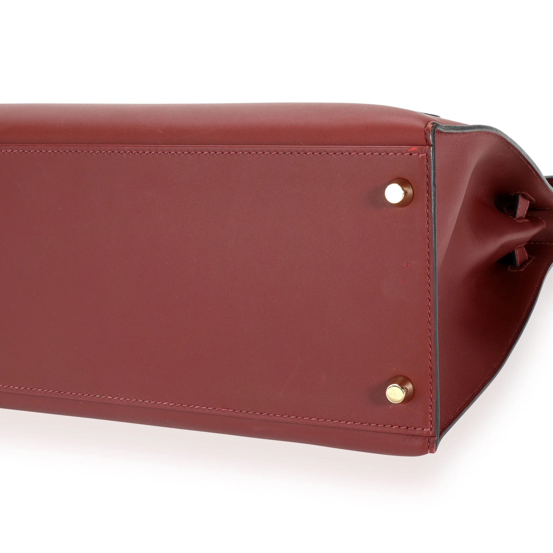 Hermès Rouge H Sombrero Sellier Kelly 35 GHW with Striped Canvas Strap - Image 7