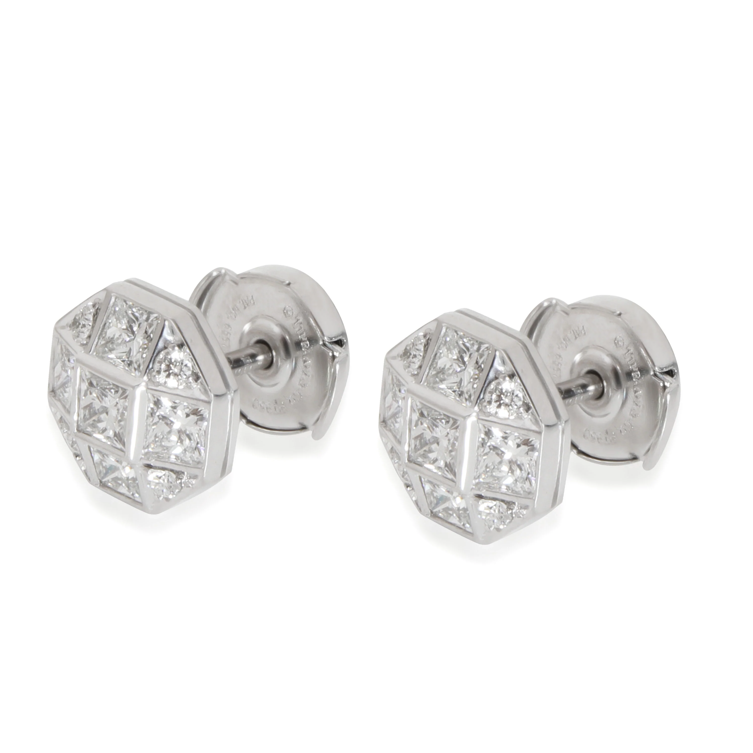 Diamond Mosaic Stud Earrings in Platinum 1.17 CTW - Image 4