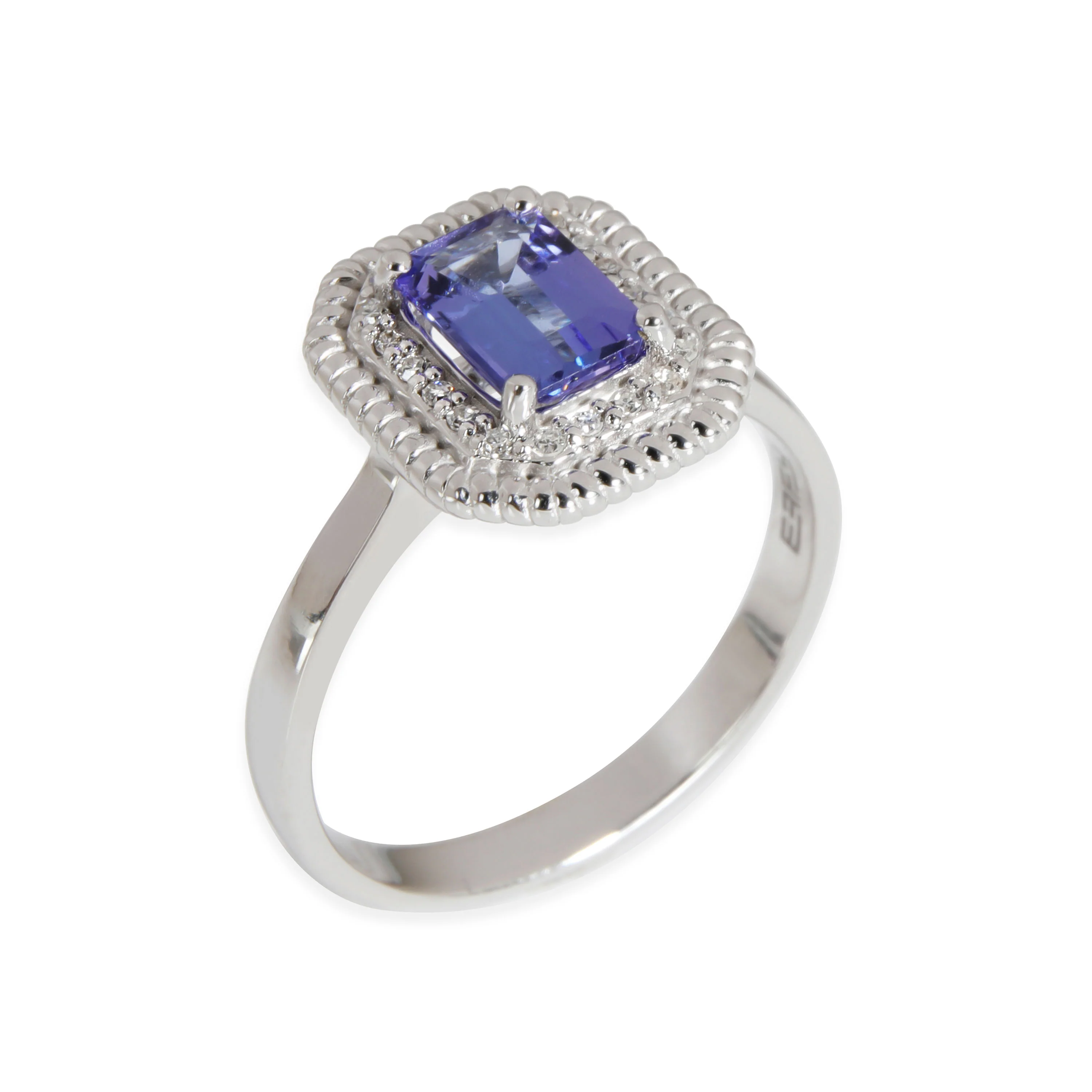 Effy Halo Tanzanite & Diamond Fashion Ring in 14K White Gold 0.08 CTW - Image 3