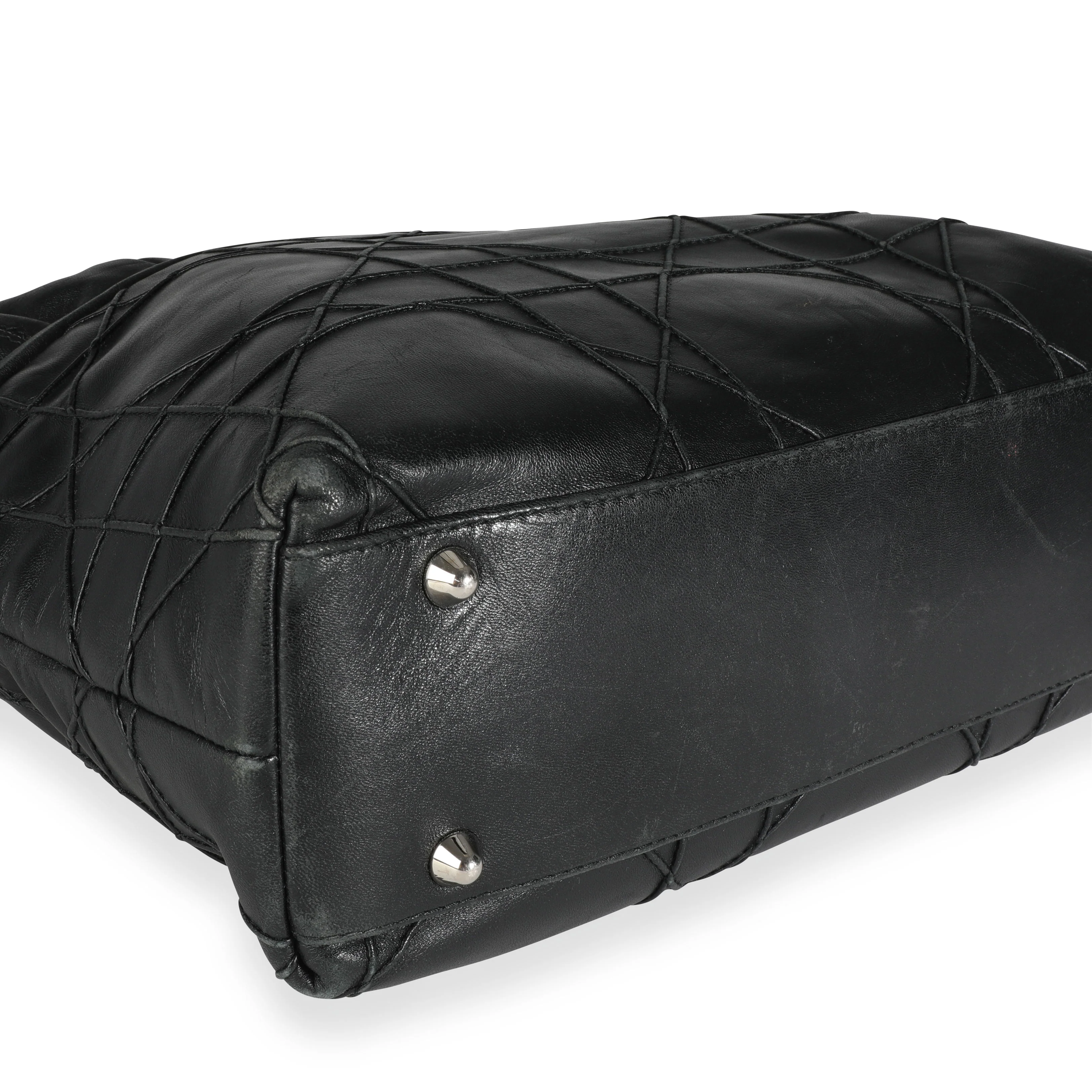 Christian Dior Black Cannage Lambskin Granville Chain Link XL Tote - Image 4