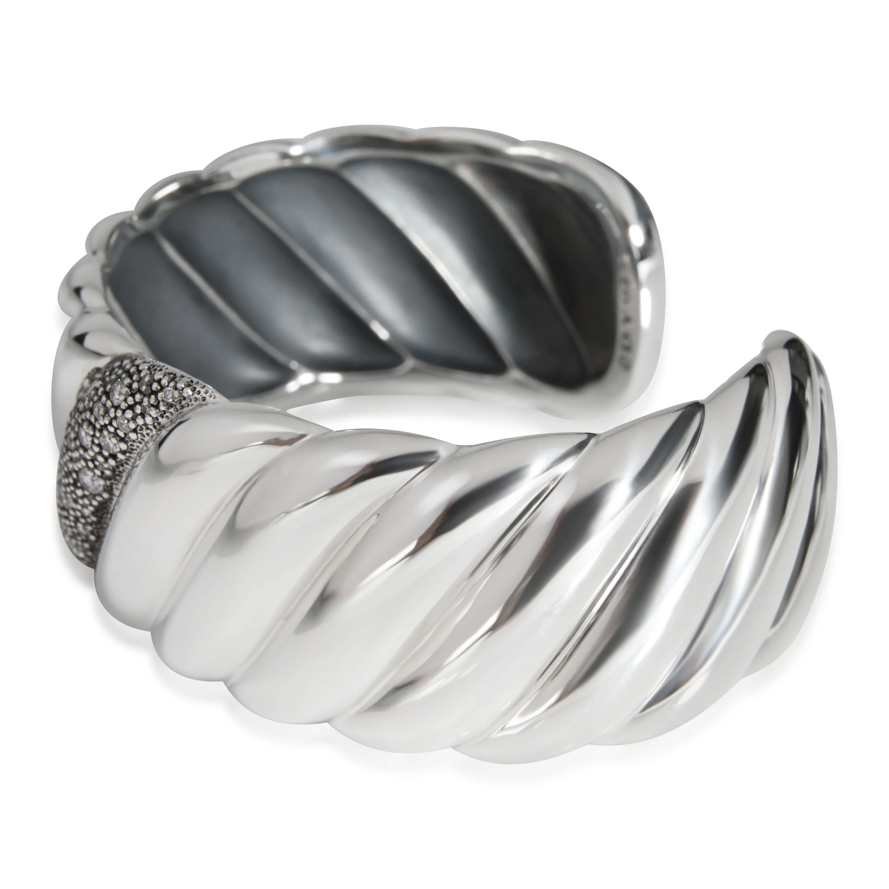 Midnight Melange Cable Diamond Cuff in  Sterling Silver 0.42 CTW - Image 2