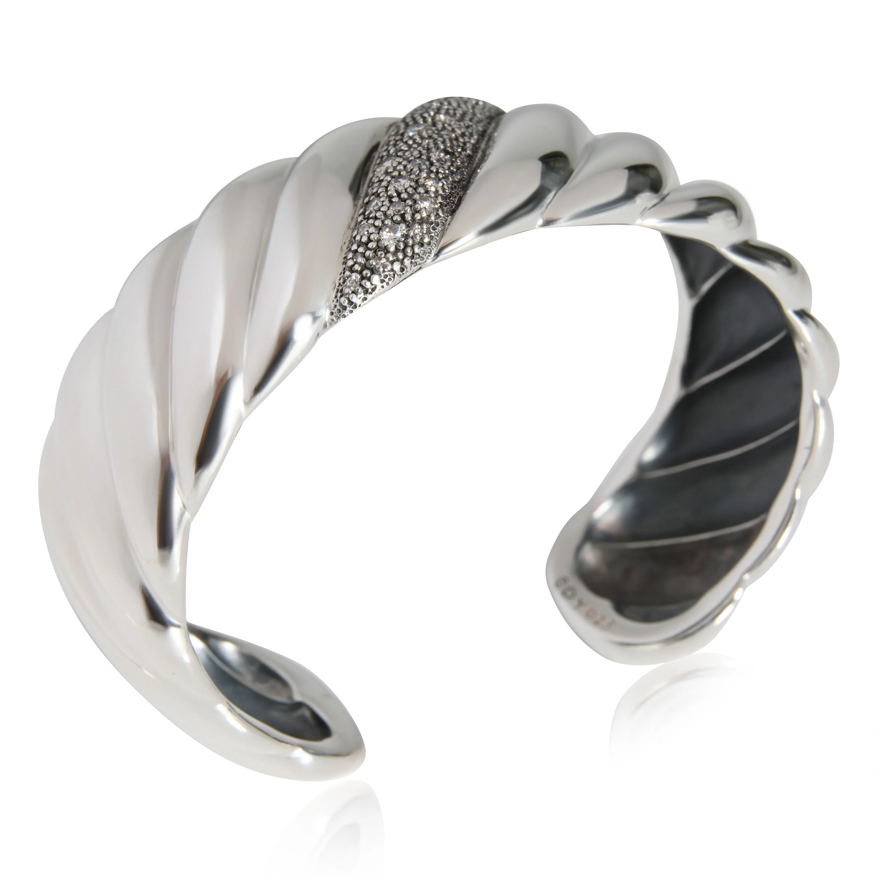 Midnight Melange Cable Diamond Cuff in  Sterling Silver 0.42 CTW - Image 3