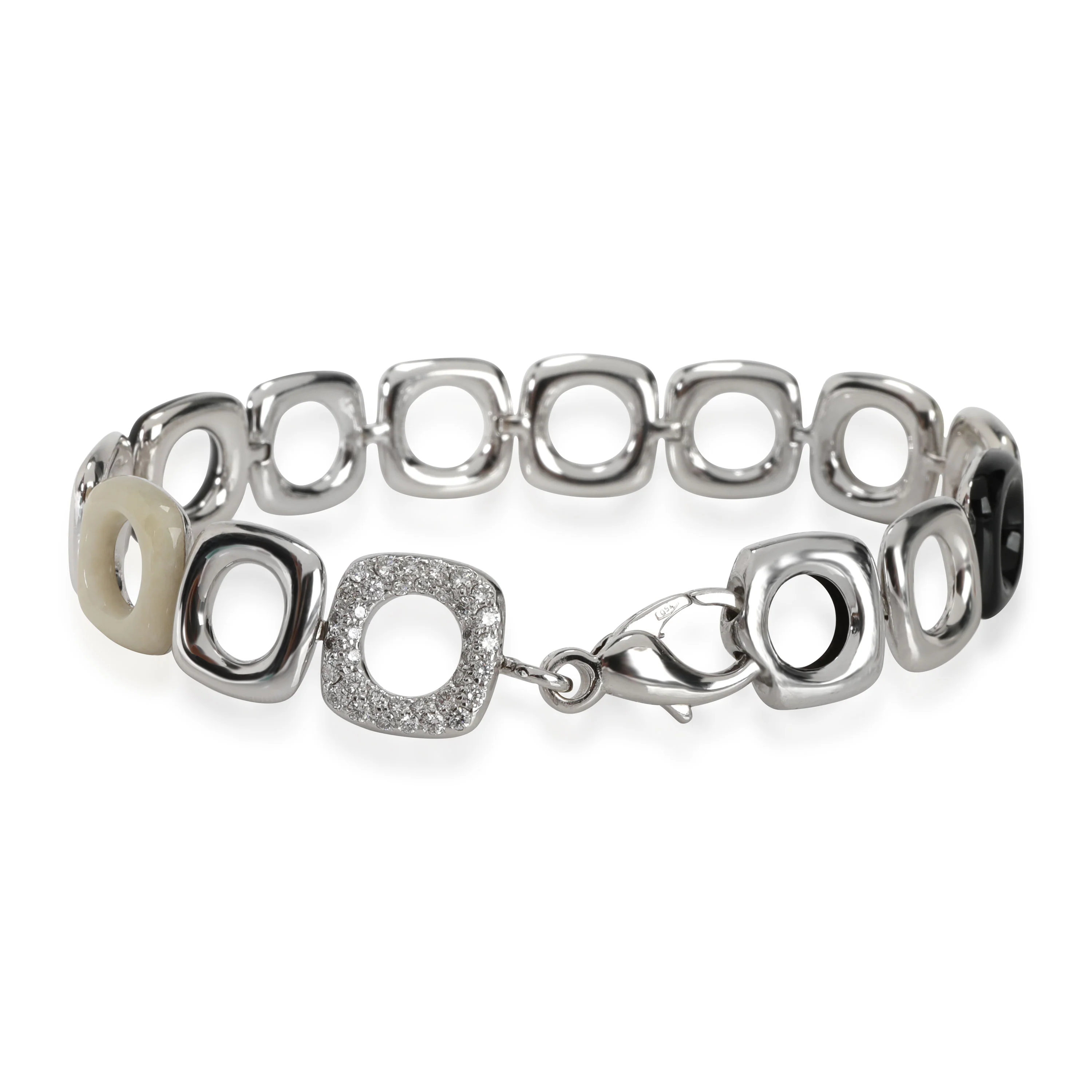Tiffany & Co. Cushion Link Diamond & Onyx Bracelet in 18K Gold 1 CTW - Image 3