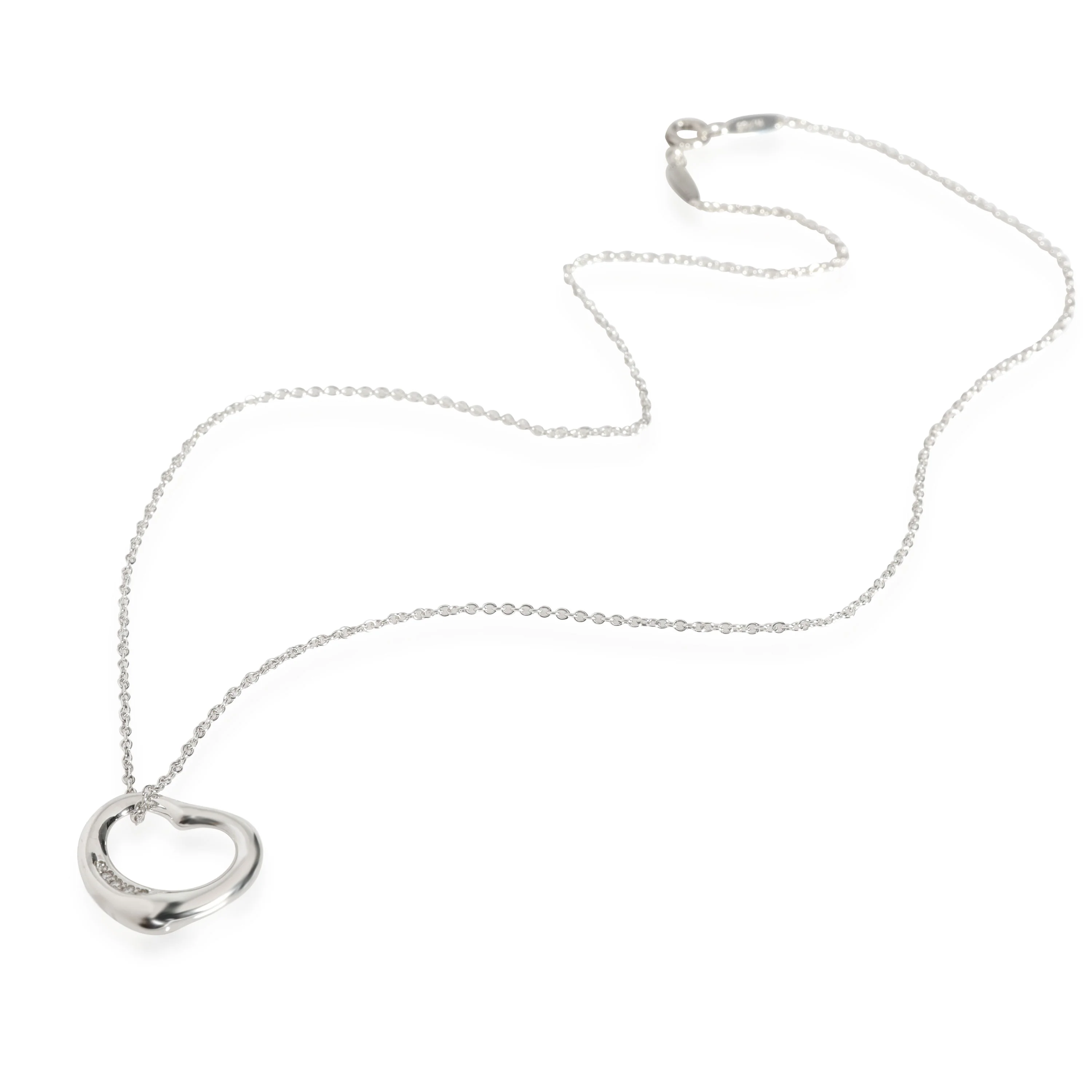 Tiffany & Co. Elsa Peretti Open Heart Diamond Pendant in Sterling Silver 0.02CTW - Image 2