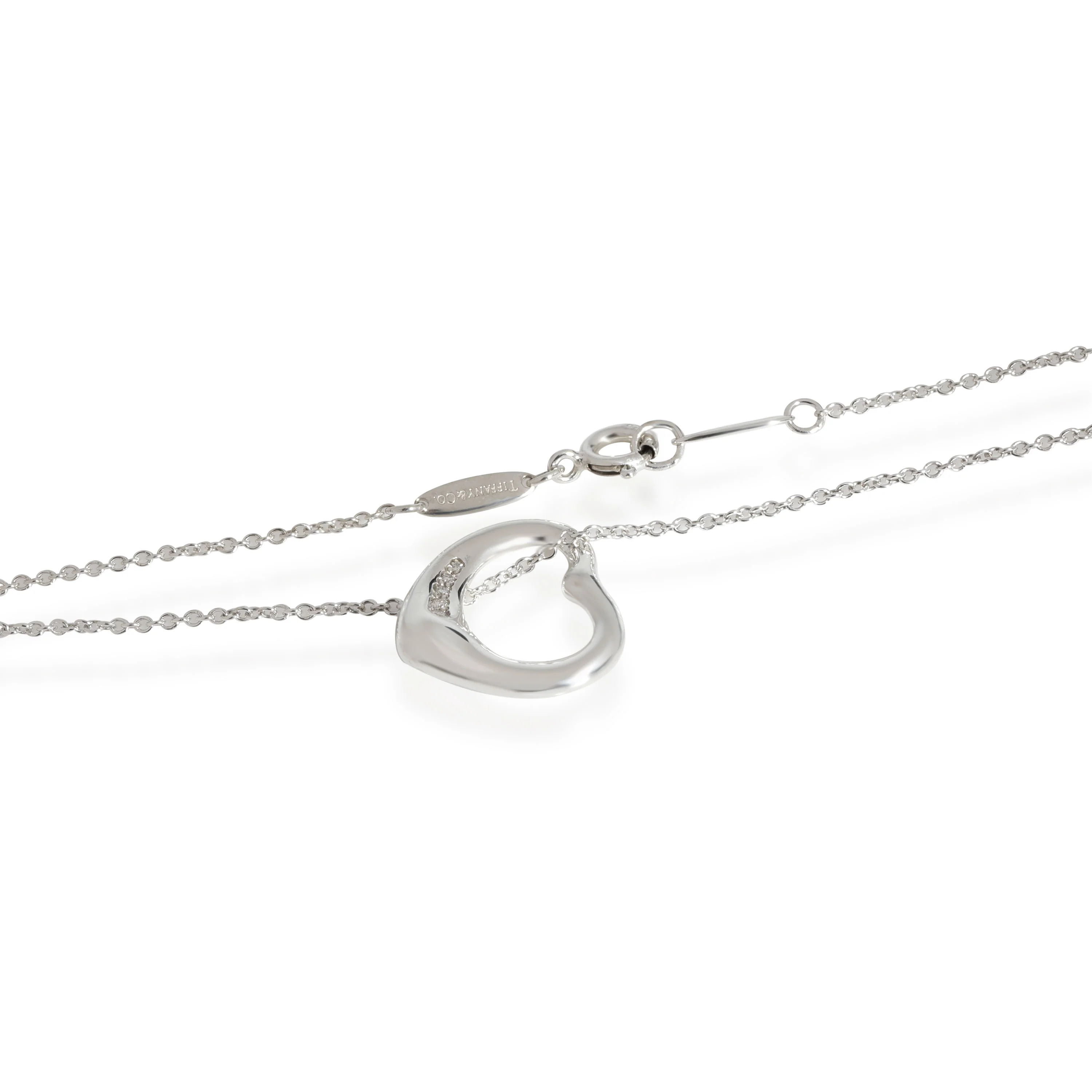 Tiffany & Co. Elsa Peretti Open Heart Diamond Pendant in Sterling Silver 0.02CTW - Image 3