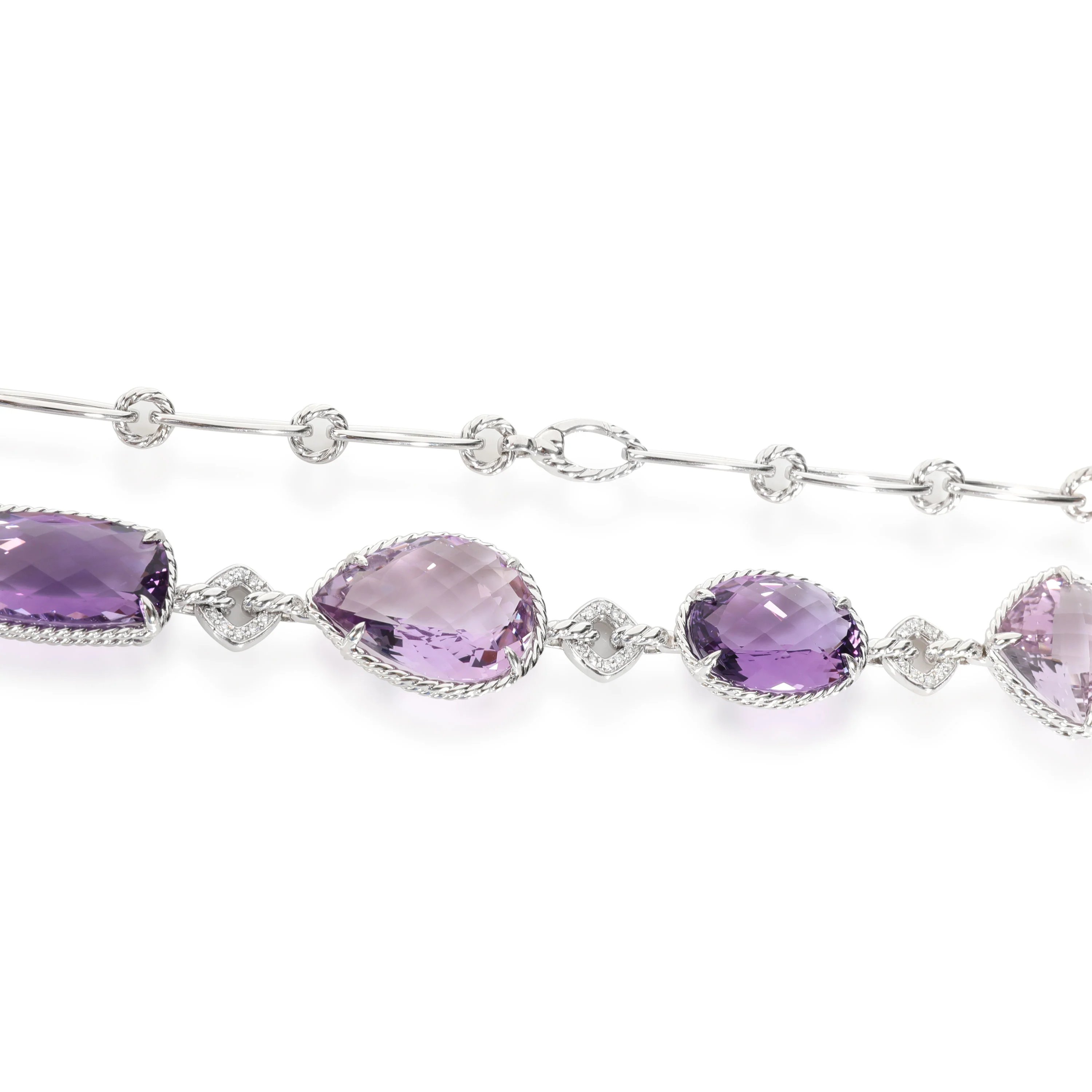 Amethyst & Diamond Necklace in 18kt White Gold 0.3 CTW - Image 3