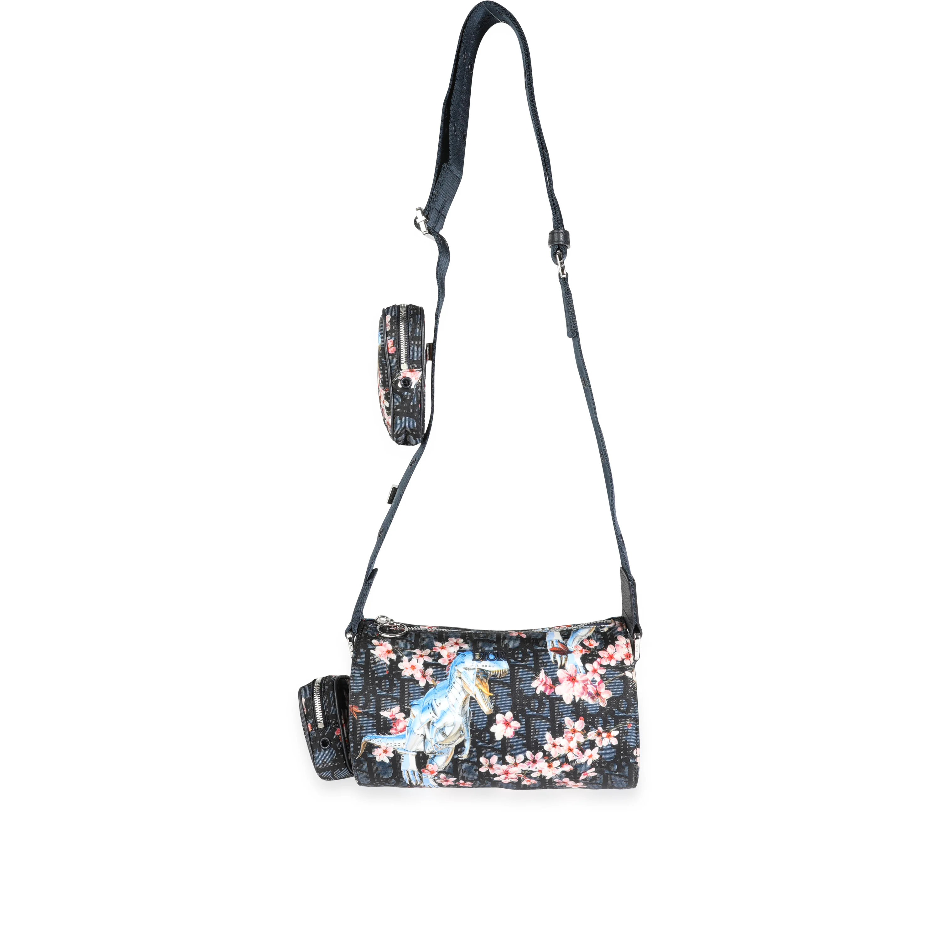 Dior x Sorayama Robot Dinosaur Nylon & Navy Leather Roller Shoulder Bag - Image 4