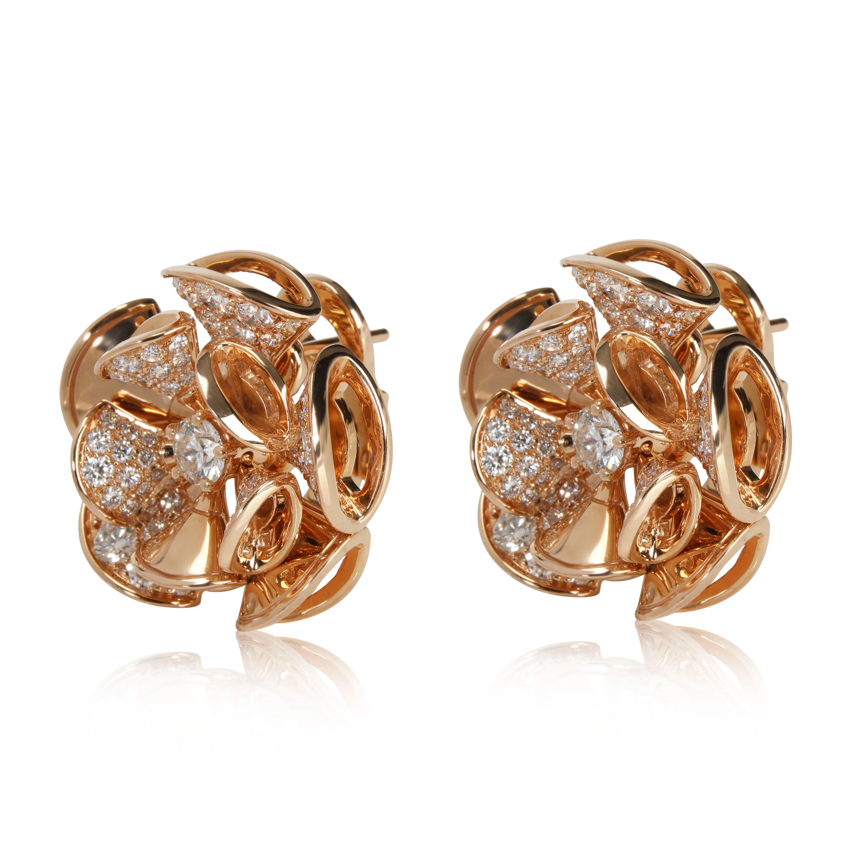 Divas Dream En Tremblant Flower Earrings in 18k Rose Gold, 2.6 Ctw - Image 2