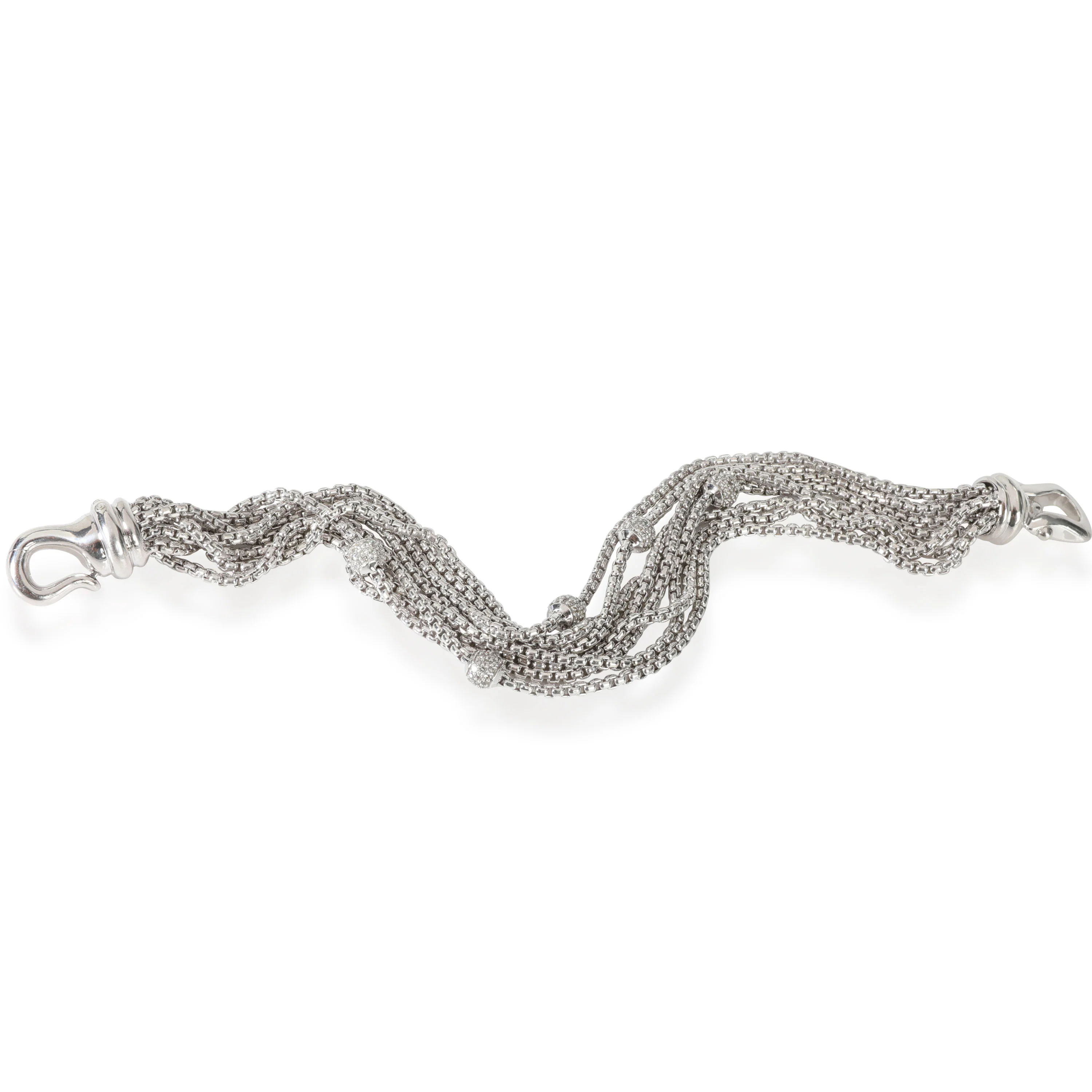 David Yurman Diamond 8 Chain Bracelet in Sterling Silver 0.49 CTW - Image 2