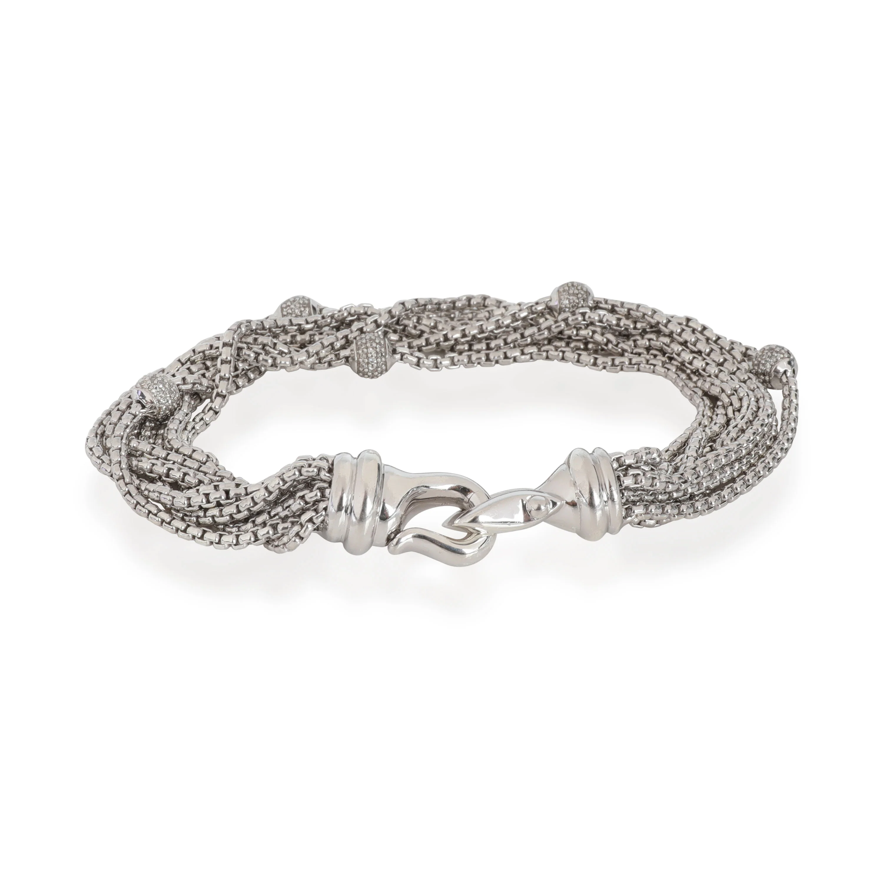 David Yurman Diamond 8 Chain Bracelet in Sterling Silver 0.49 CTW - Image 3