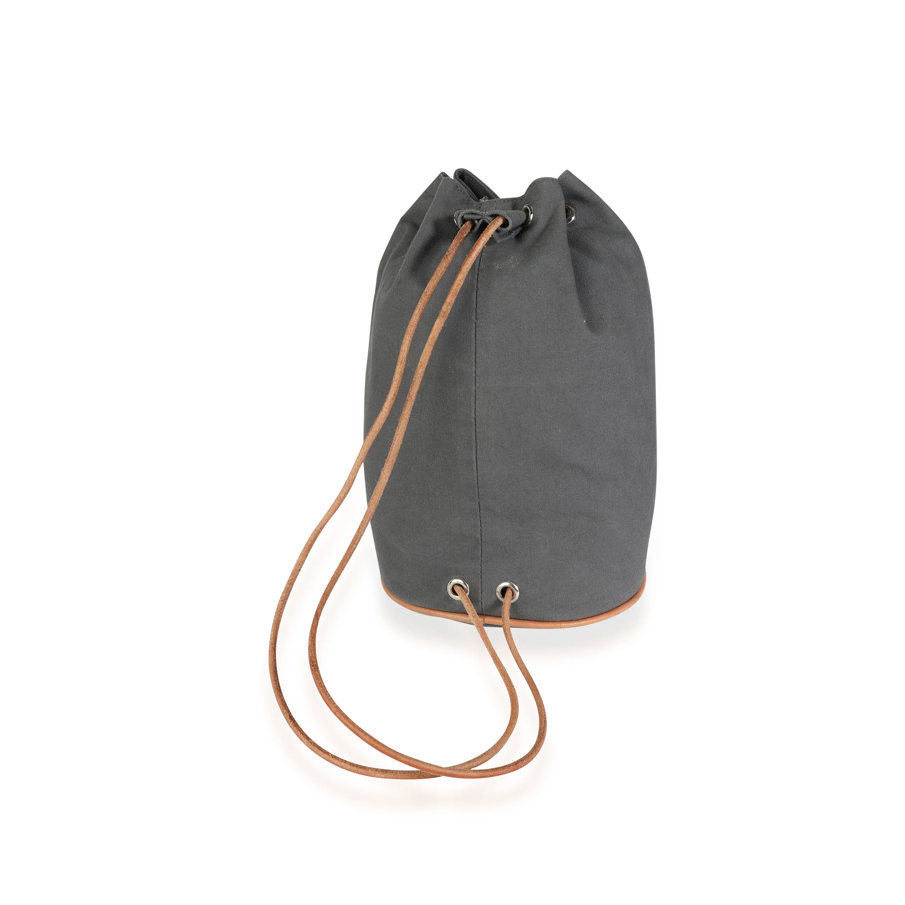 Gray Canvas Polochon Mimile Drawstring Bucket Bag Backpack PHW - Image 3