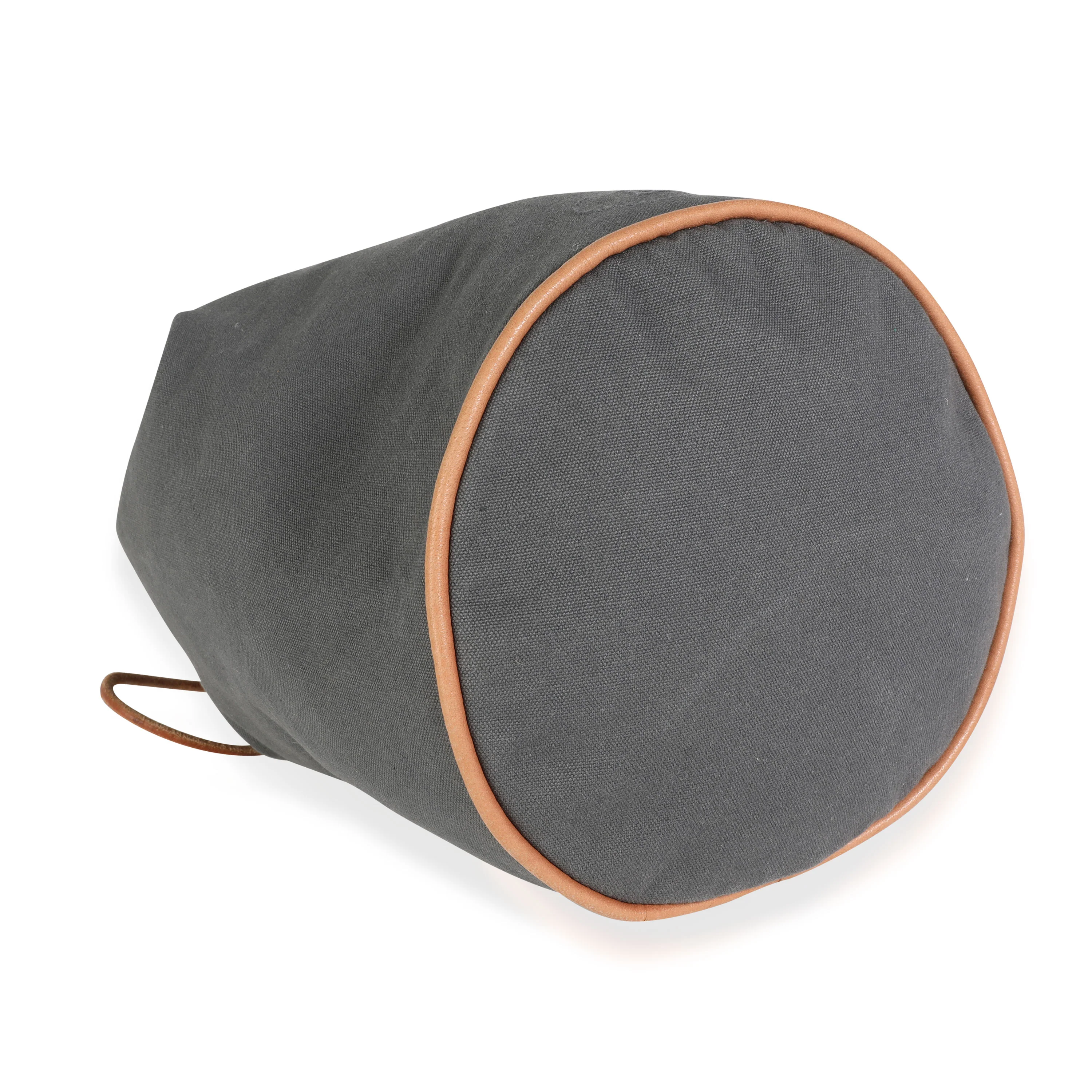 Gray Canvas Polochon Mimile Drawstring Bucket Bag Backpack PHW - Image 5