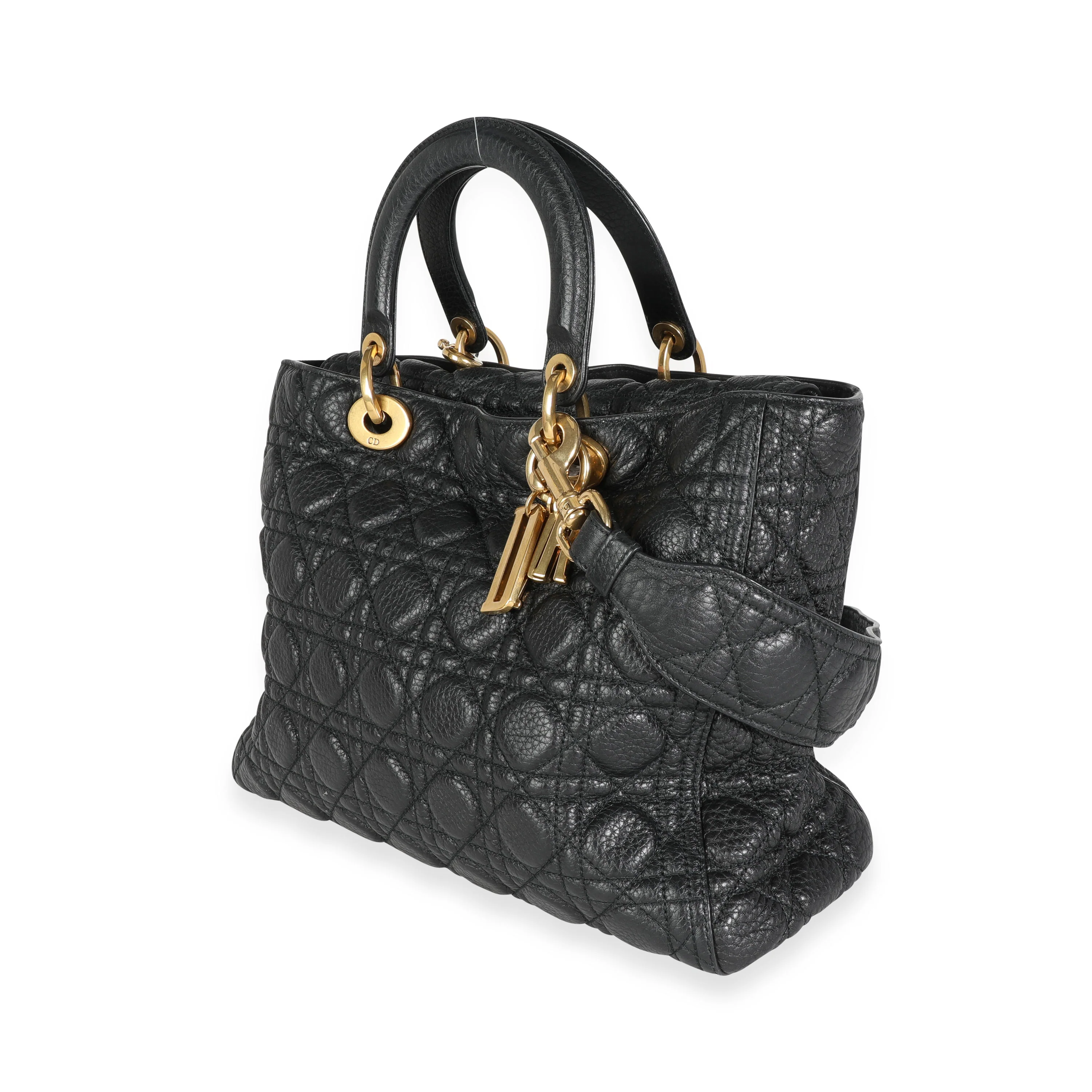 Christian Dior Black Cannage Quilted Grained Calfskin Large Lady Dior Bag - Image 2