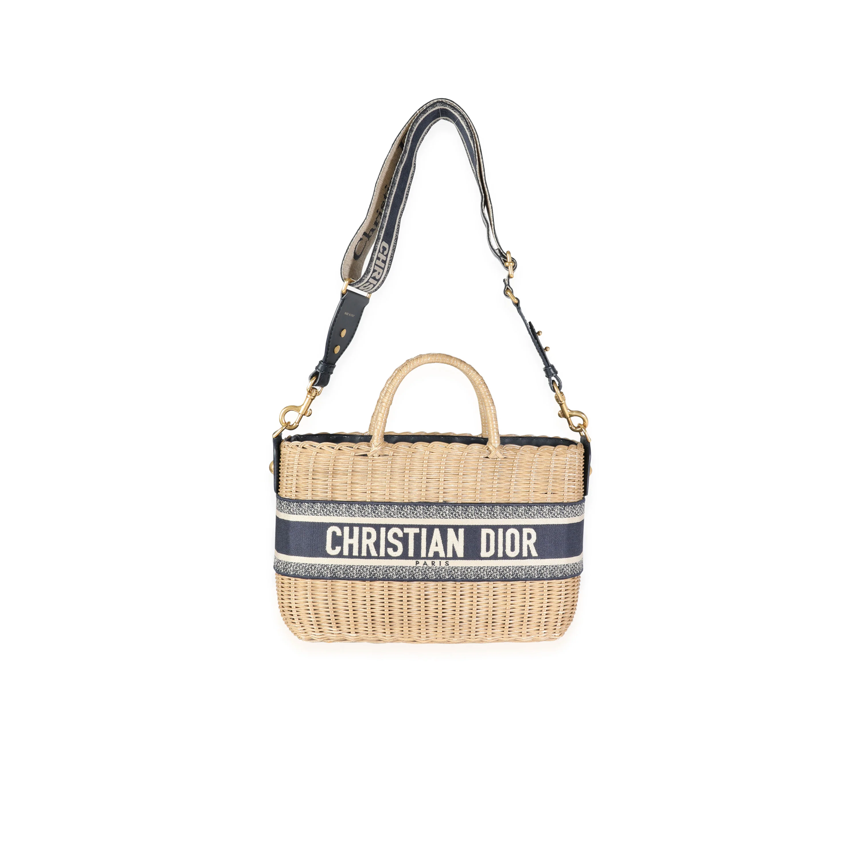 Christian Dior Oblique Jacquard Wicker Basket Bag - Image 4