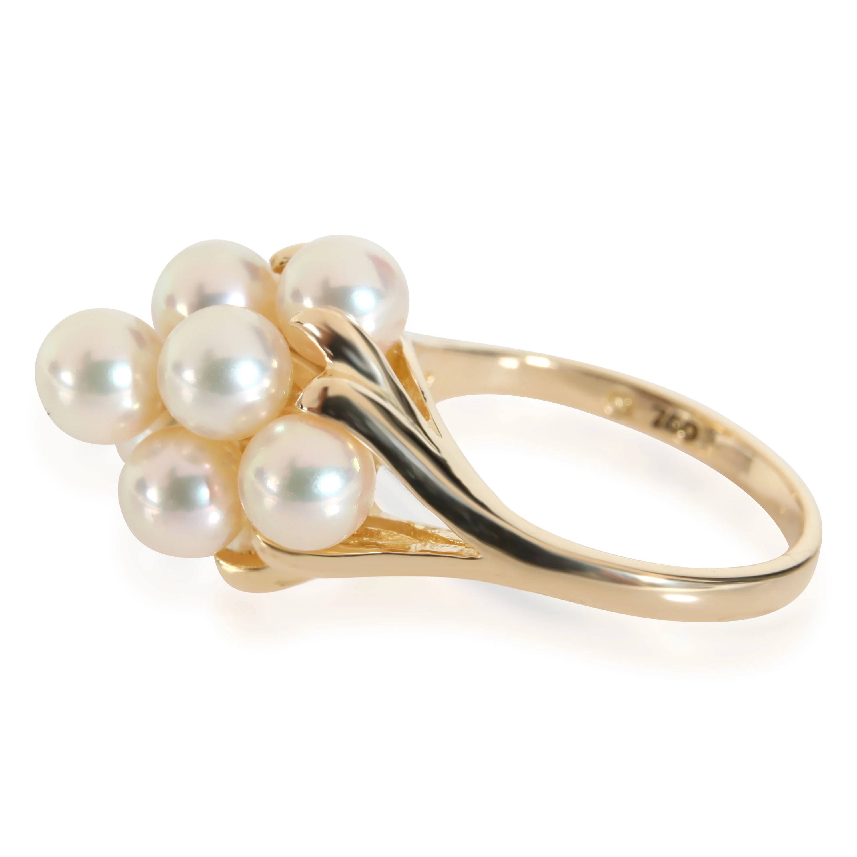 Mikimoto Vintage Cluster Pearl Ring in 18k Yellow Gold - Image 2