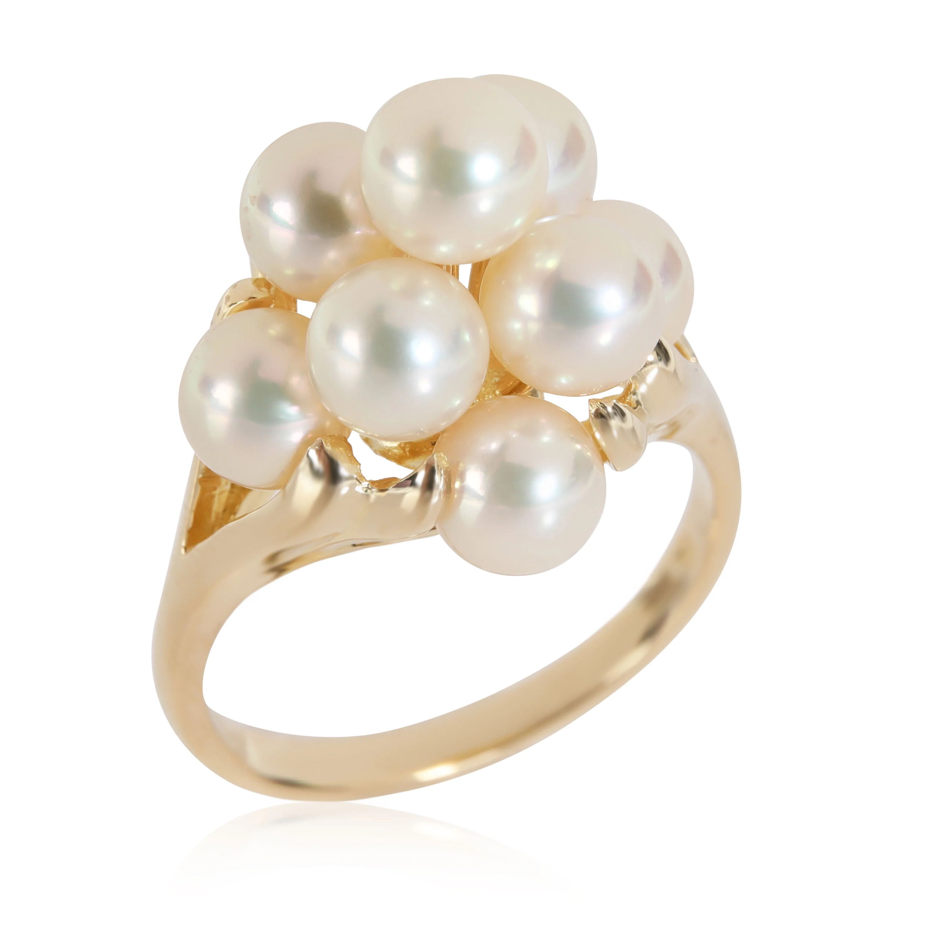 Mikimoto Vintage Cluster Pearl Ring in 18k Yellow Gold - Image 3