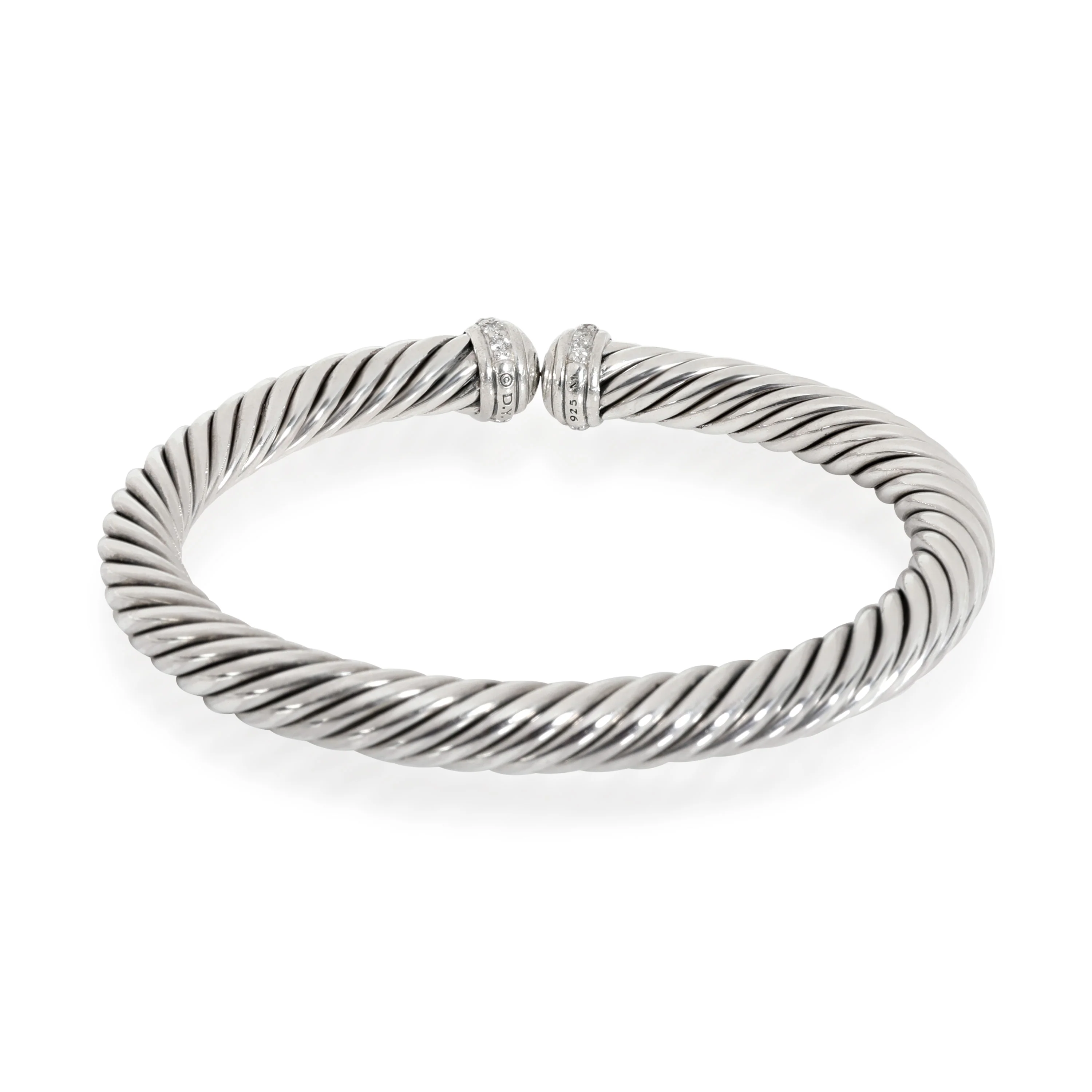 David Yurman Flexible Cable Spira Diamond Cuff in  Sterling Silver 0.4 CTW - Image 3