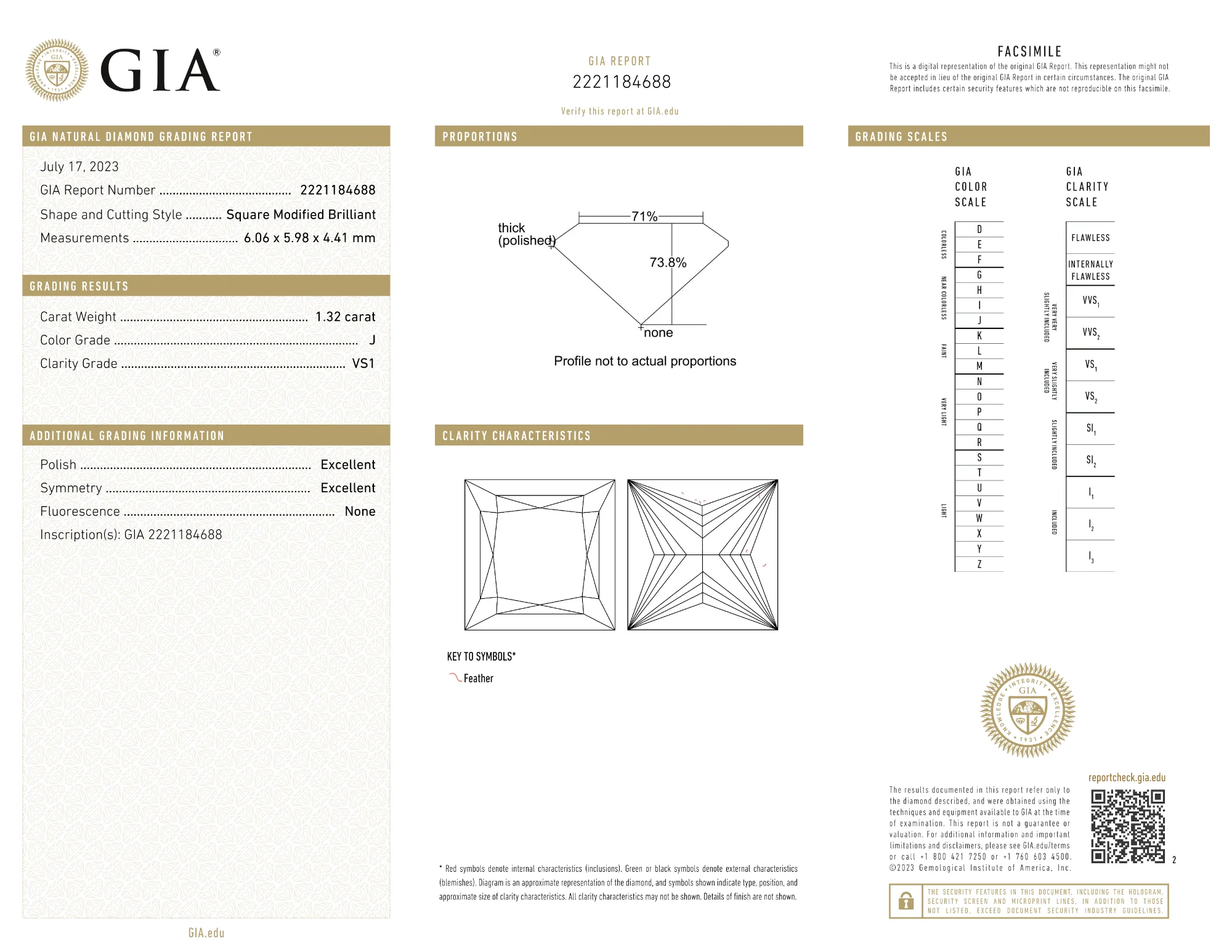 GIA Certified 1.32 Ct Princess cut J VS1 Loose Diamond - Image 2