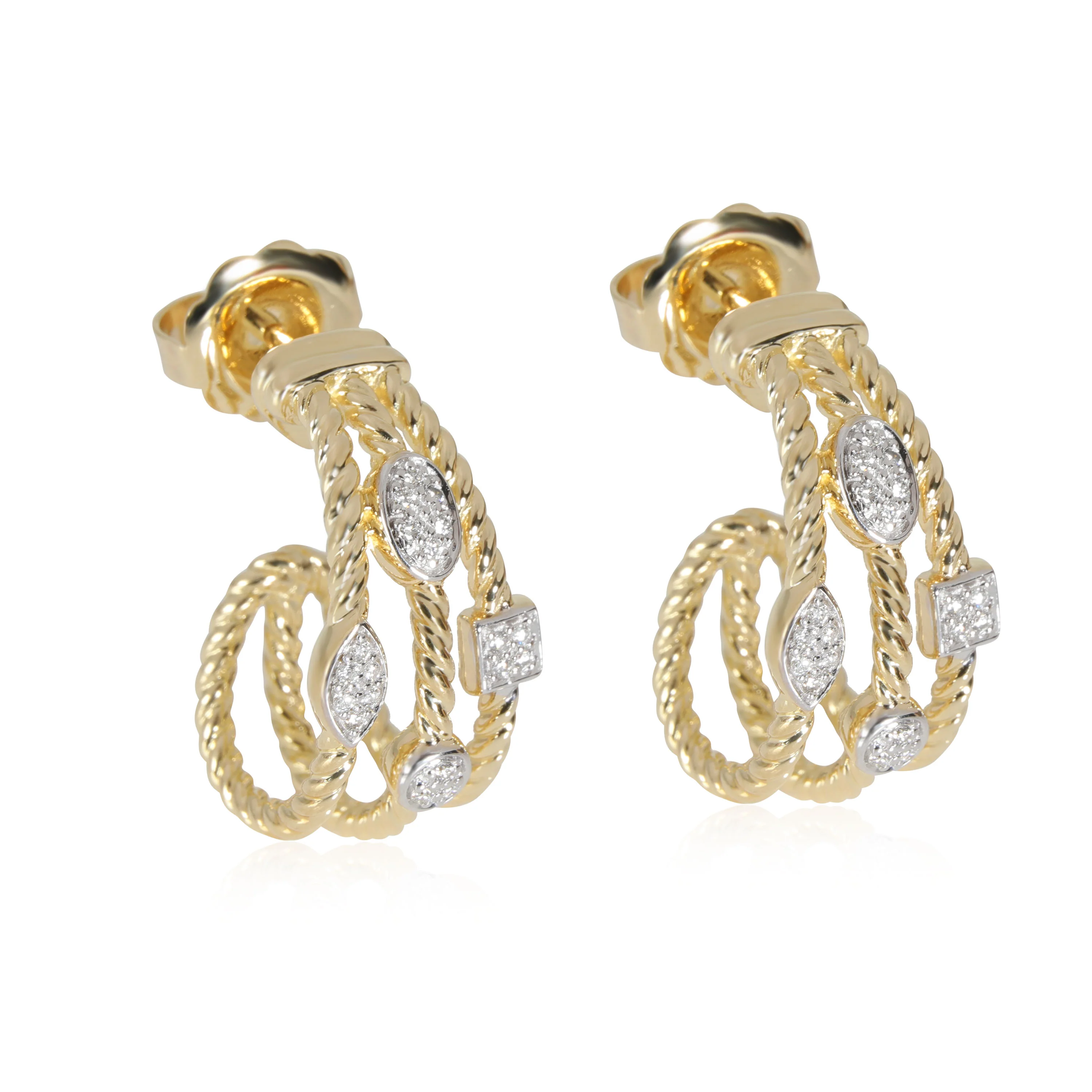 David Yurman Confetti Hoop Earrings in 18k Yellow Gold 0.15 CTW